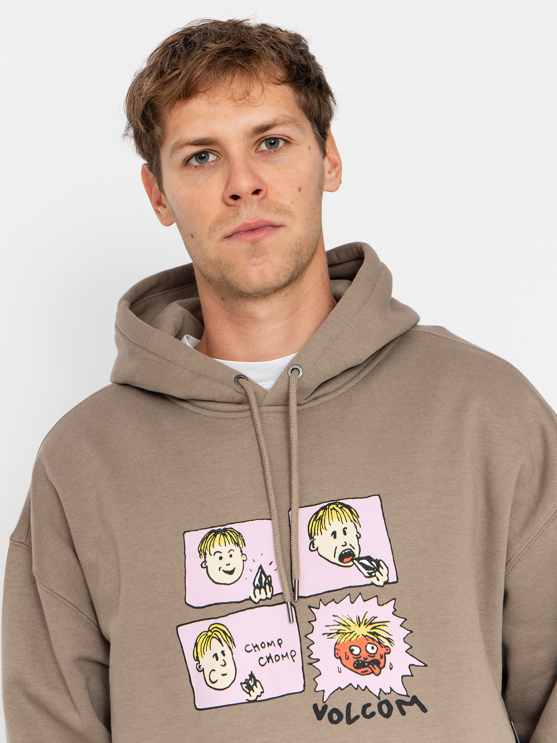 Kapucnis pulóver Volcom Chomp Chomp HD (brindle)