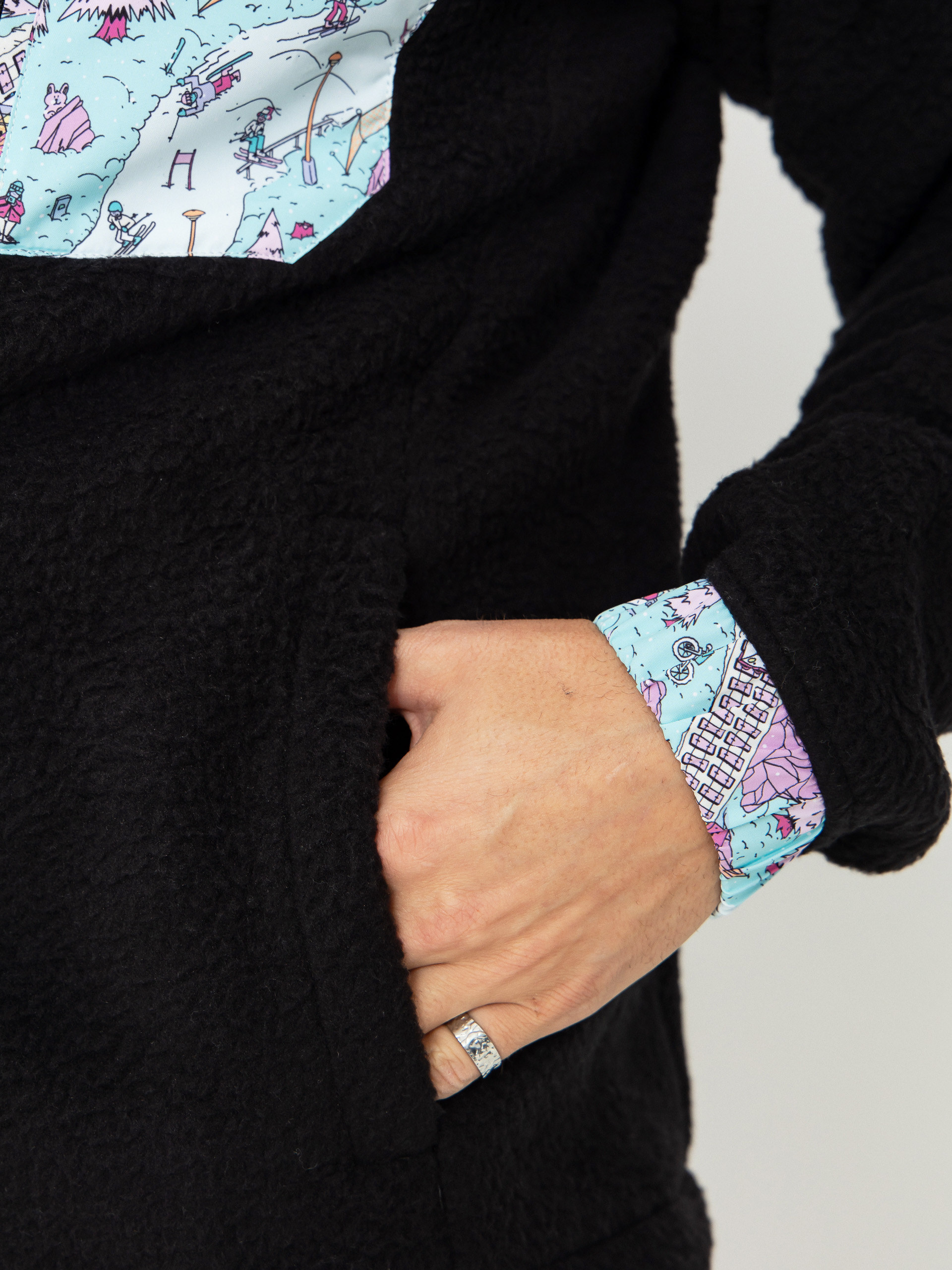 Férfi Polár pulóver Helly Hansen Panorama Pile Snap (black oslo aop)