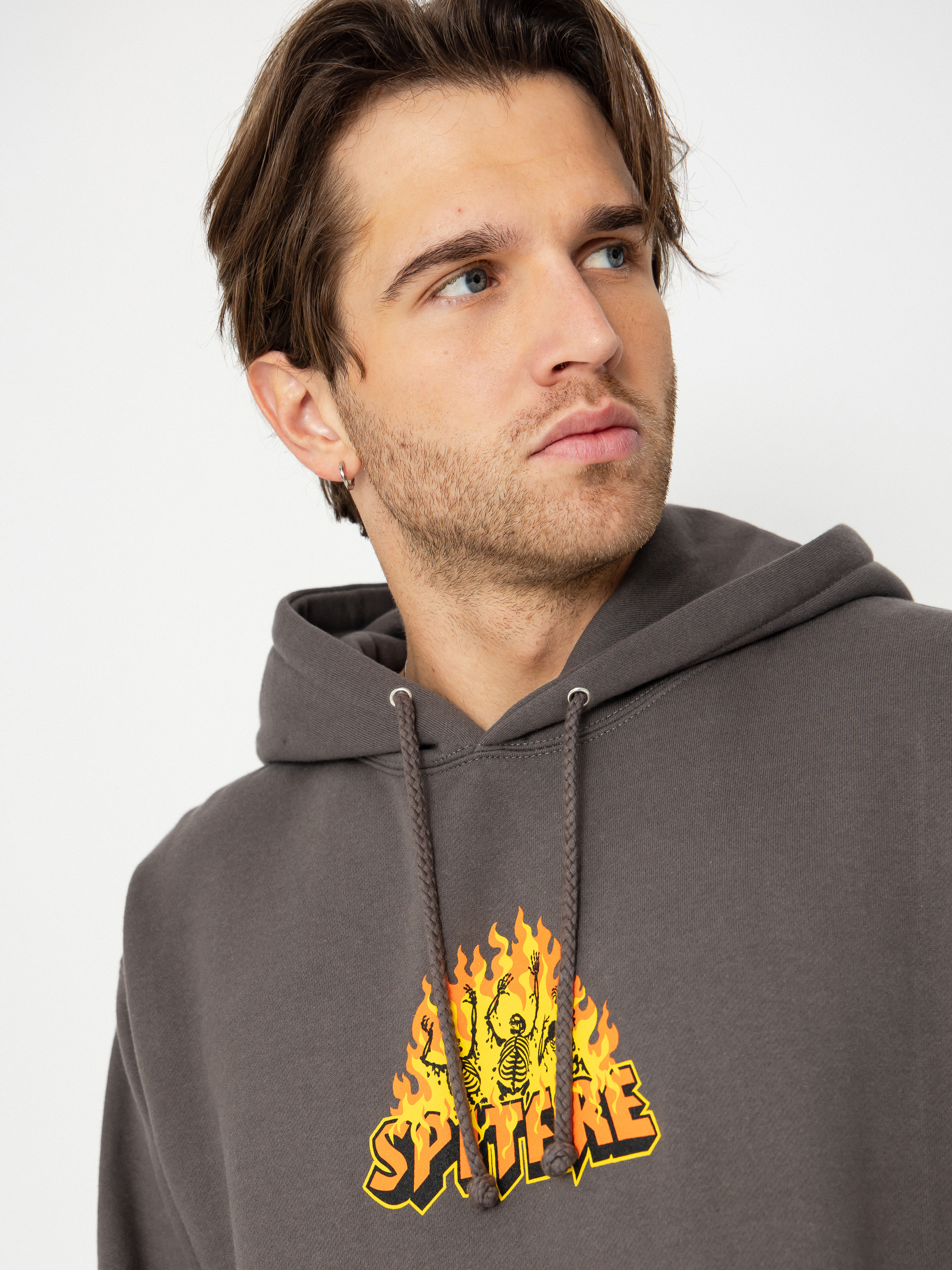Spitfire Hellfire Pulóver (charcoal solid w/multi color print)