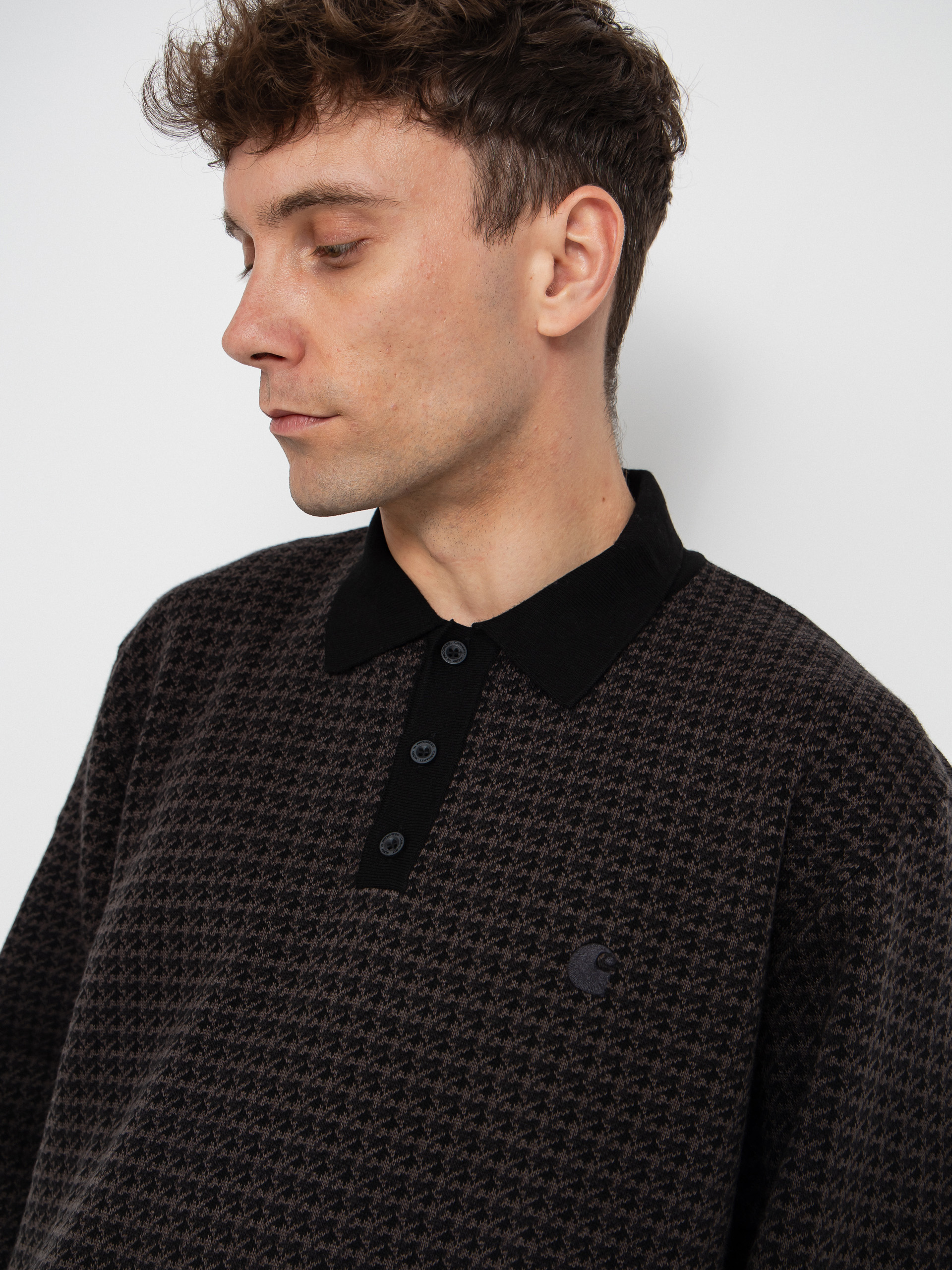 Carhartt WIP Lowis Polo Pulóver (lowis houndstooth/vitola heather)