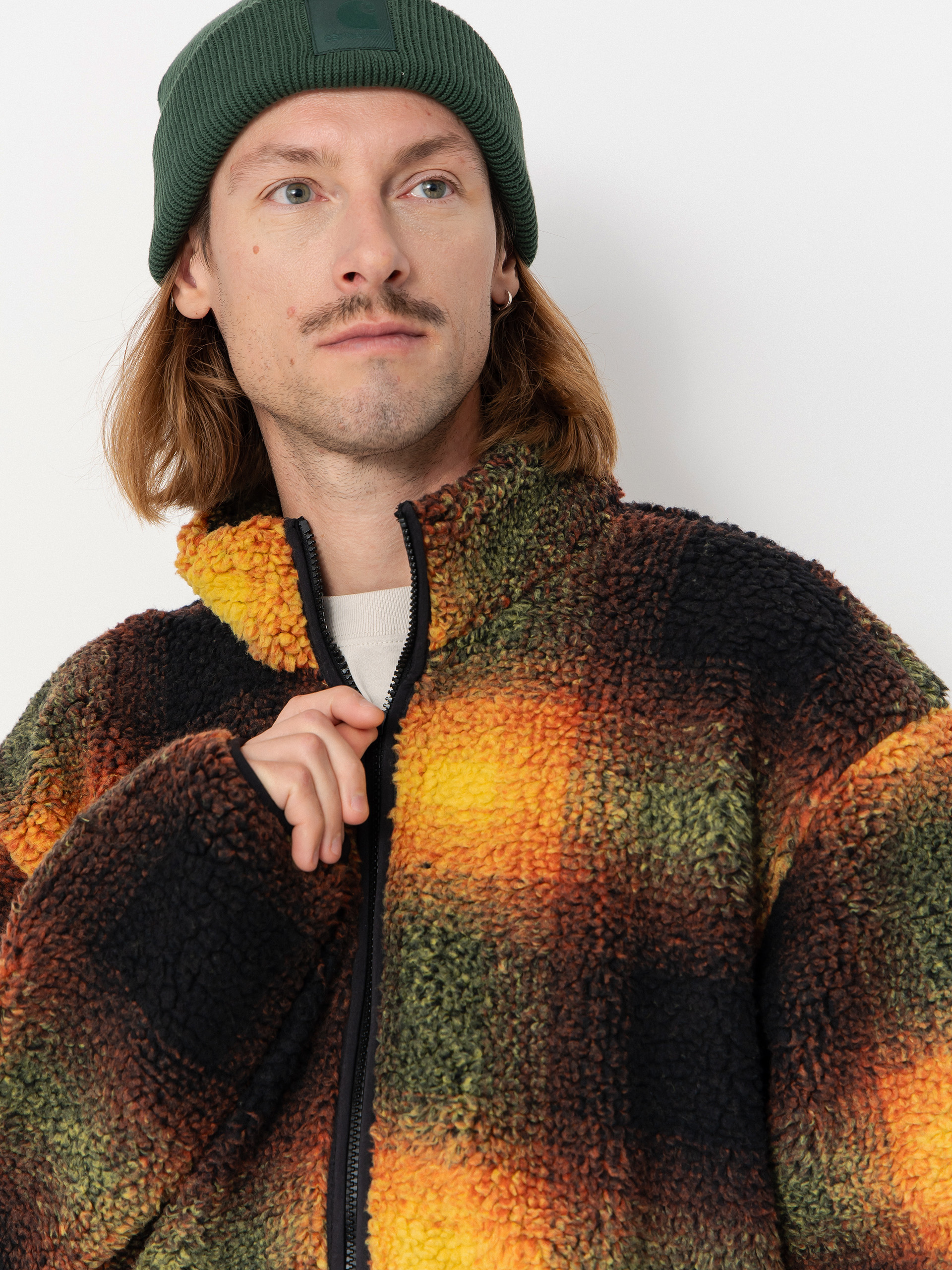 Férfi Vans Heights Sherpa Full Zip Polár pulóver (black/herritage mustard)