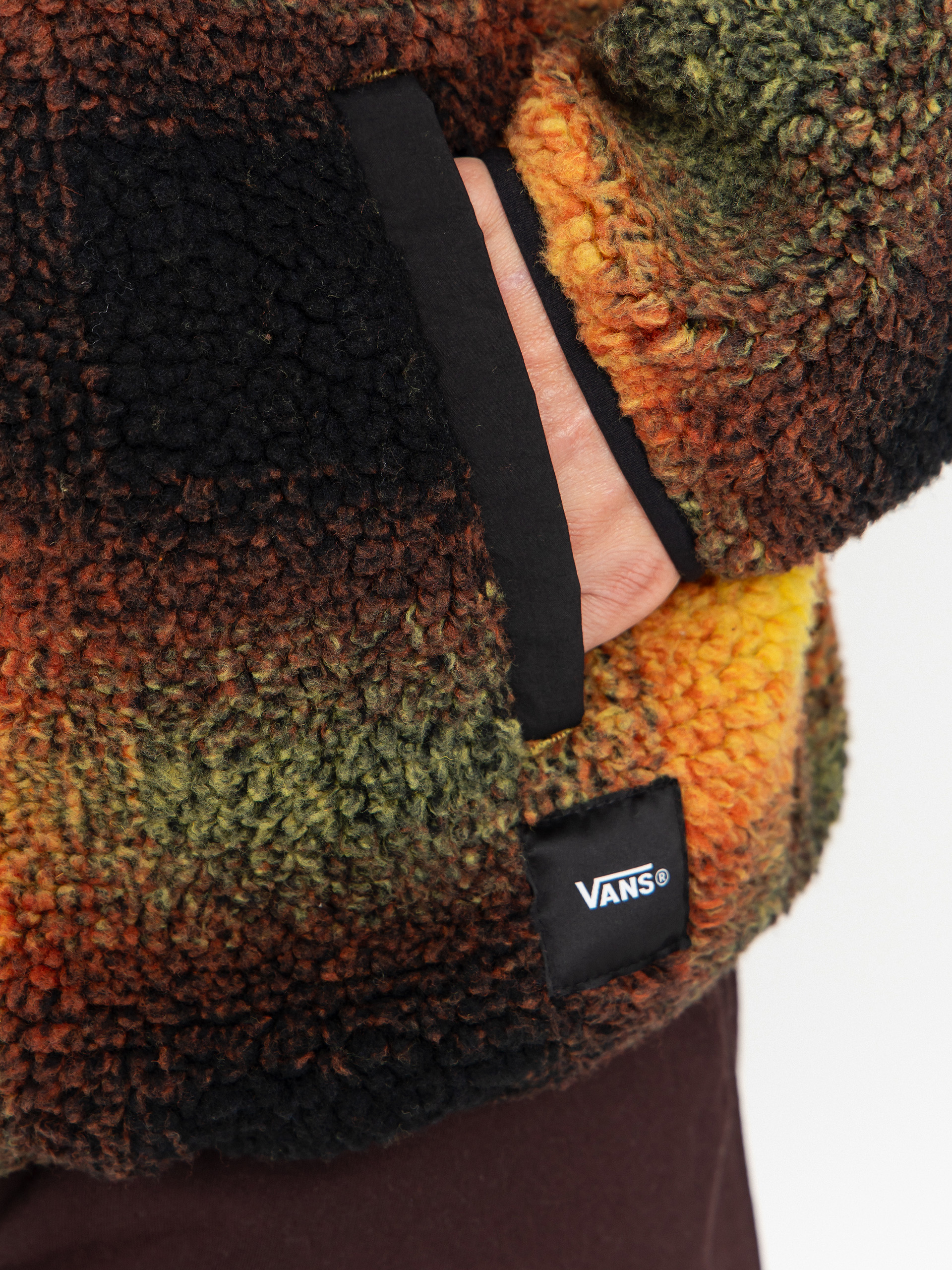 Férfi Vans Heights Sherpa Full Zip Polár pulóver (black/herritage mustard)