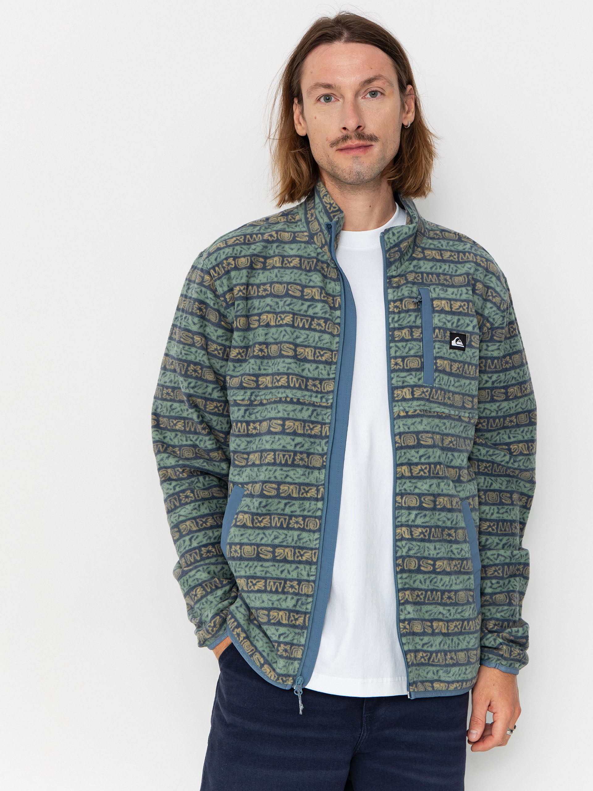 Polár pulóver Quiksilver No Destination FZ (granite terra stripe)