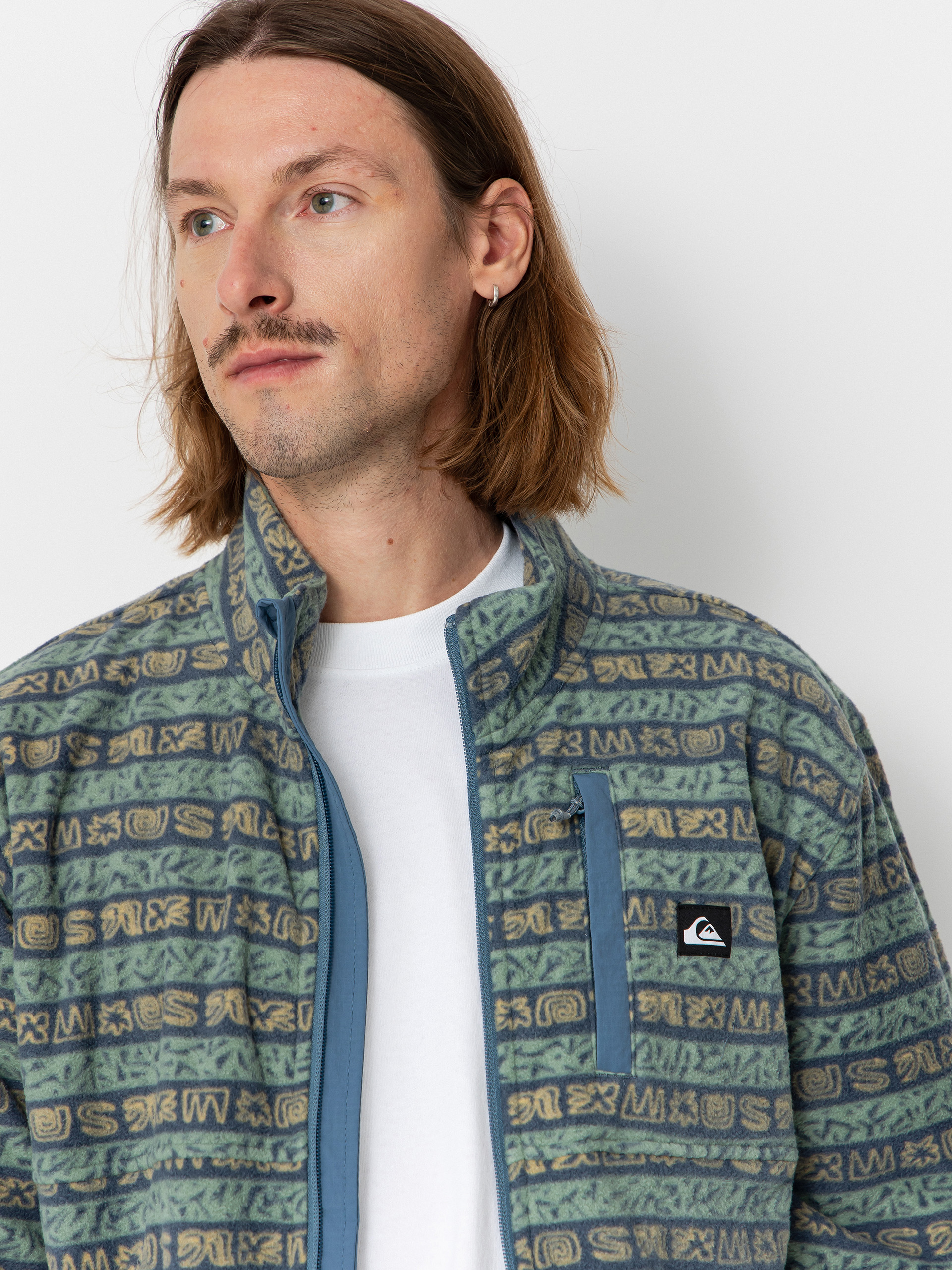 Férfi Polár pulóver Quiksilver No Destination FZ (granite terra stripe)