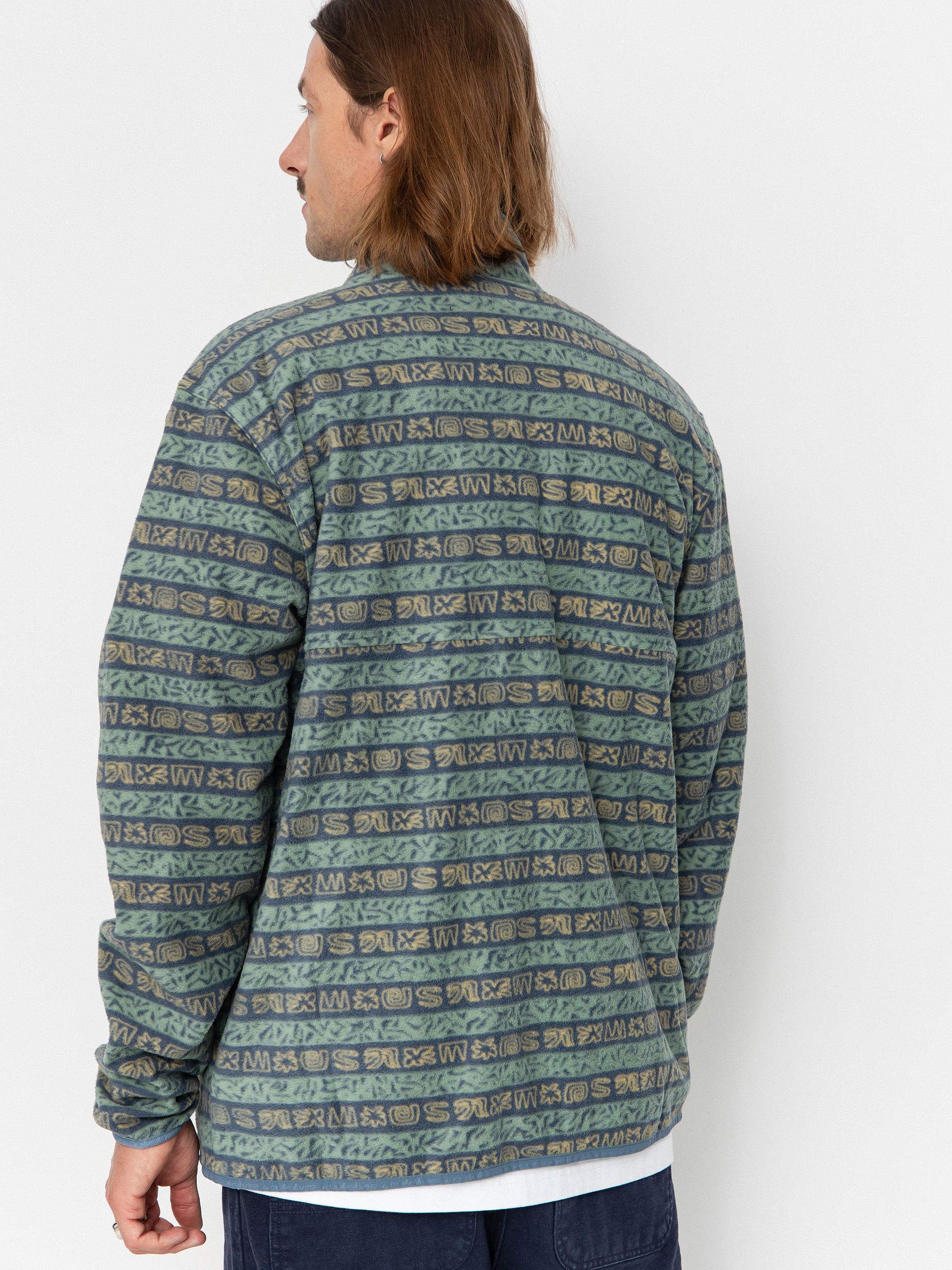 Férfi Polár pulóver Quiksilver No Destination FZ (granite terra stripe)