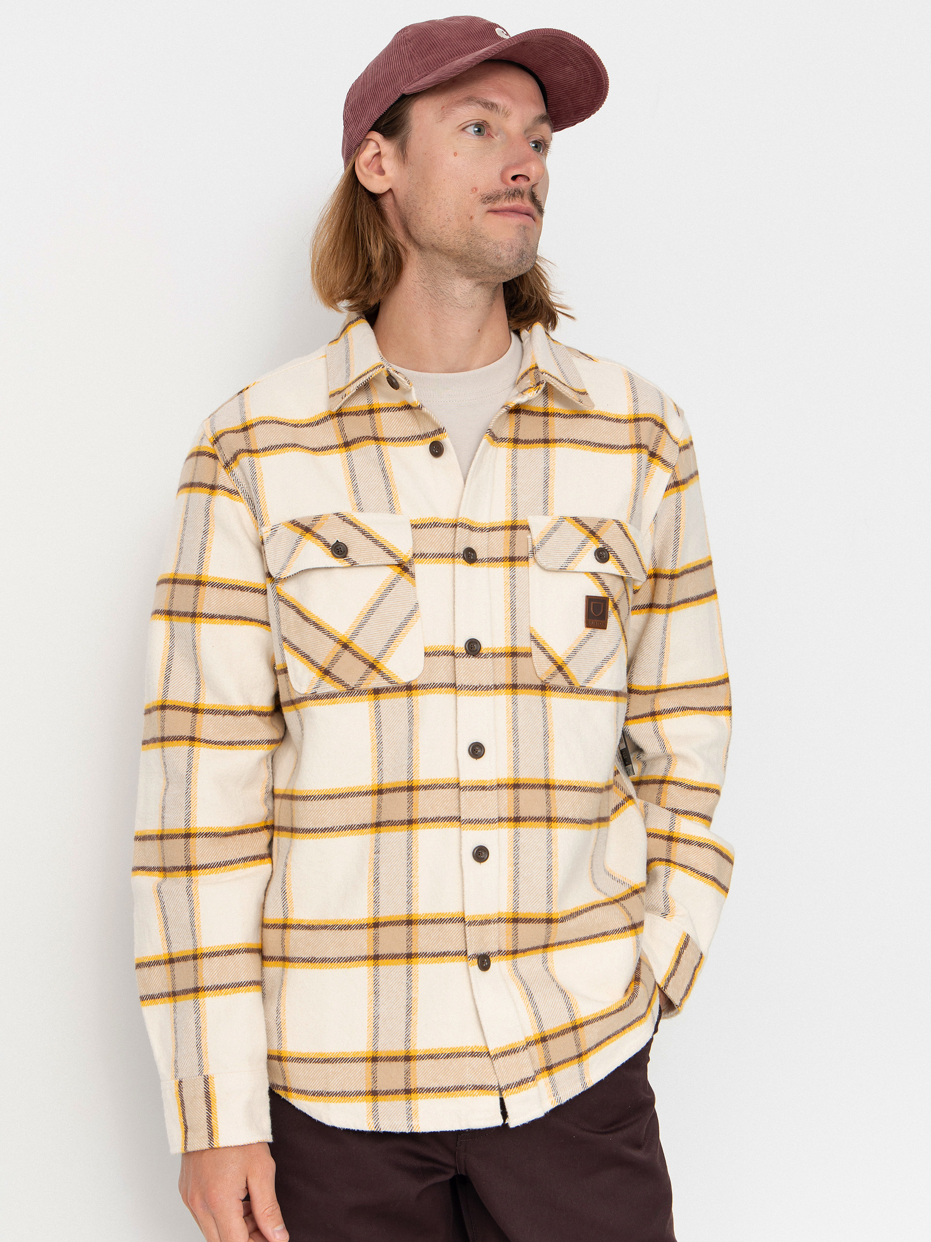 Brixton Bowery Heavy Weight Flanne Ing (whitecap/pineconebrown/saffron)