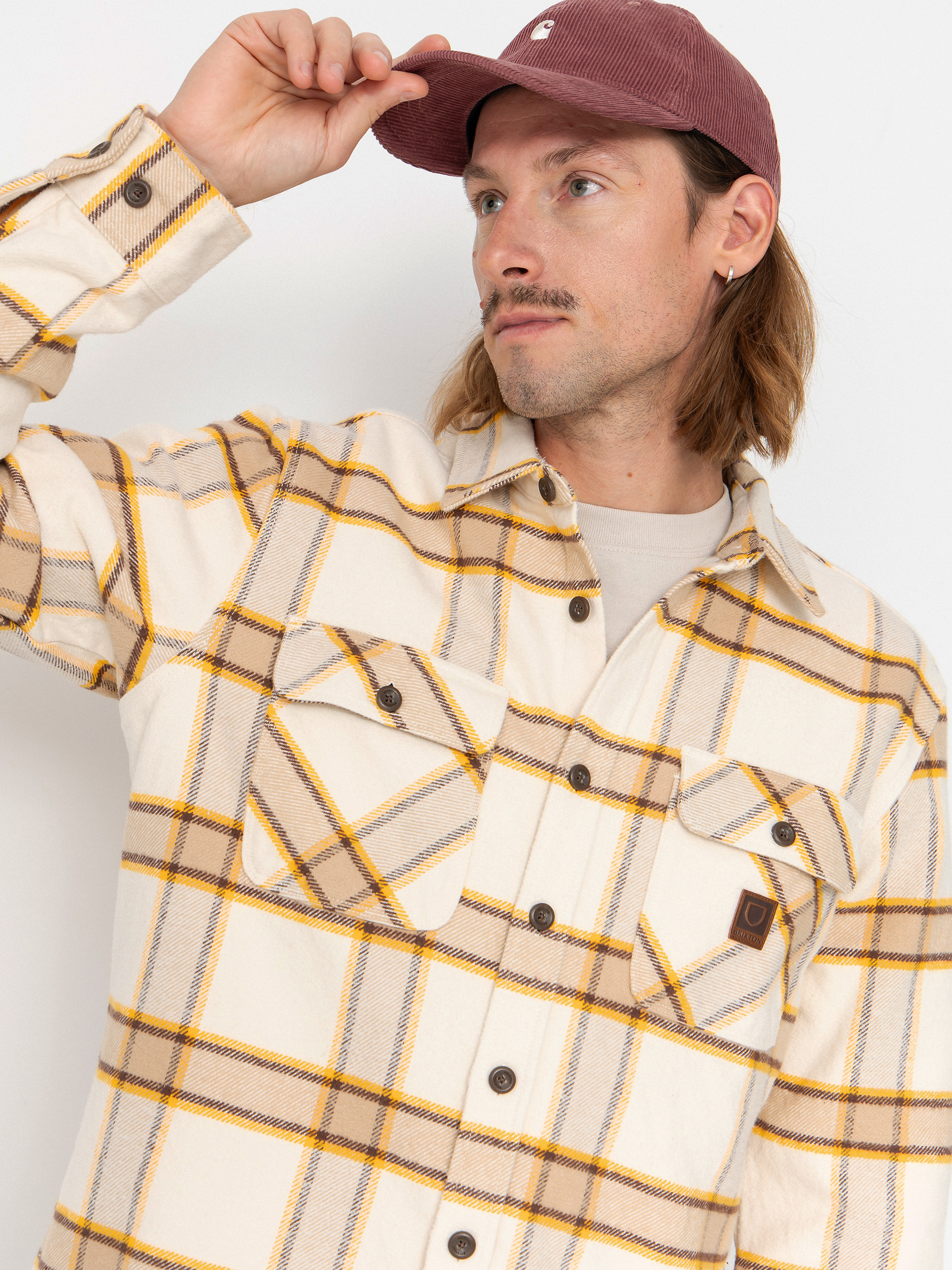 Brixton Bowery Heavy Weight Flanne Ing (whitecap/pineconebrown/saffron)