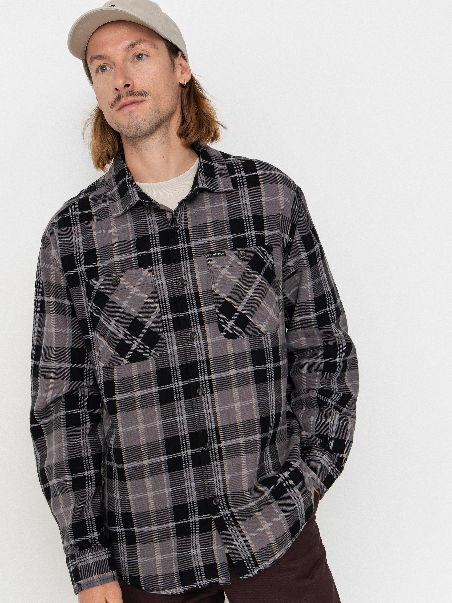 Brixton Vintage Wash Flannel Ing (black/charcoal beige/slate)