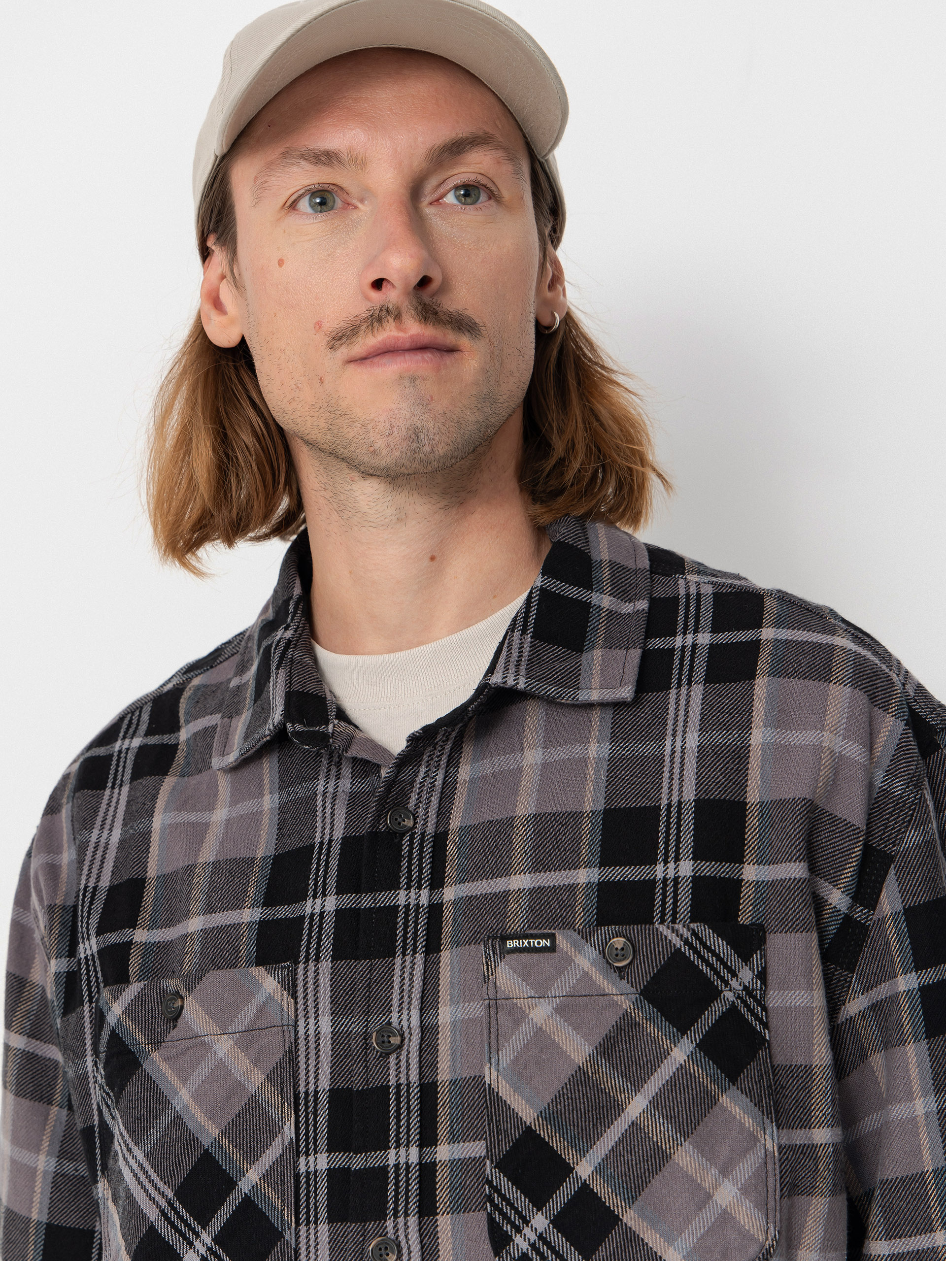 Brixton Vintage Wash Flannel Ing (black/charcoal beige/slate)