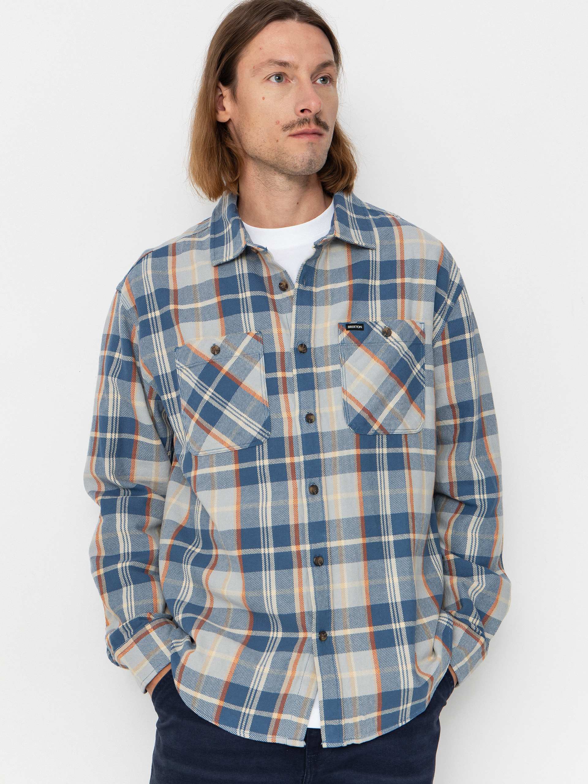 Brixton Vintage Wash Flannel Ing (blue/soft blue/orange)