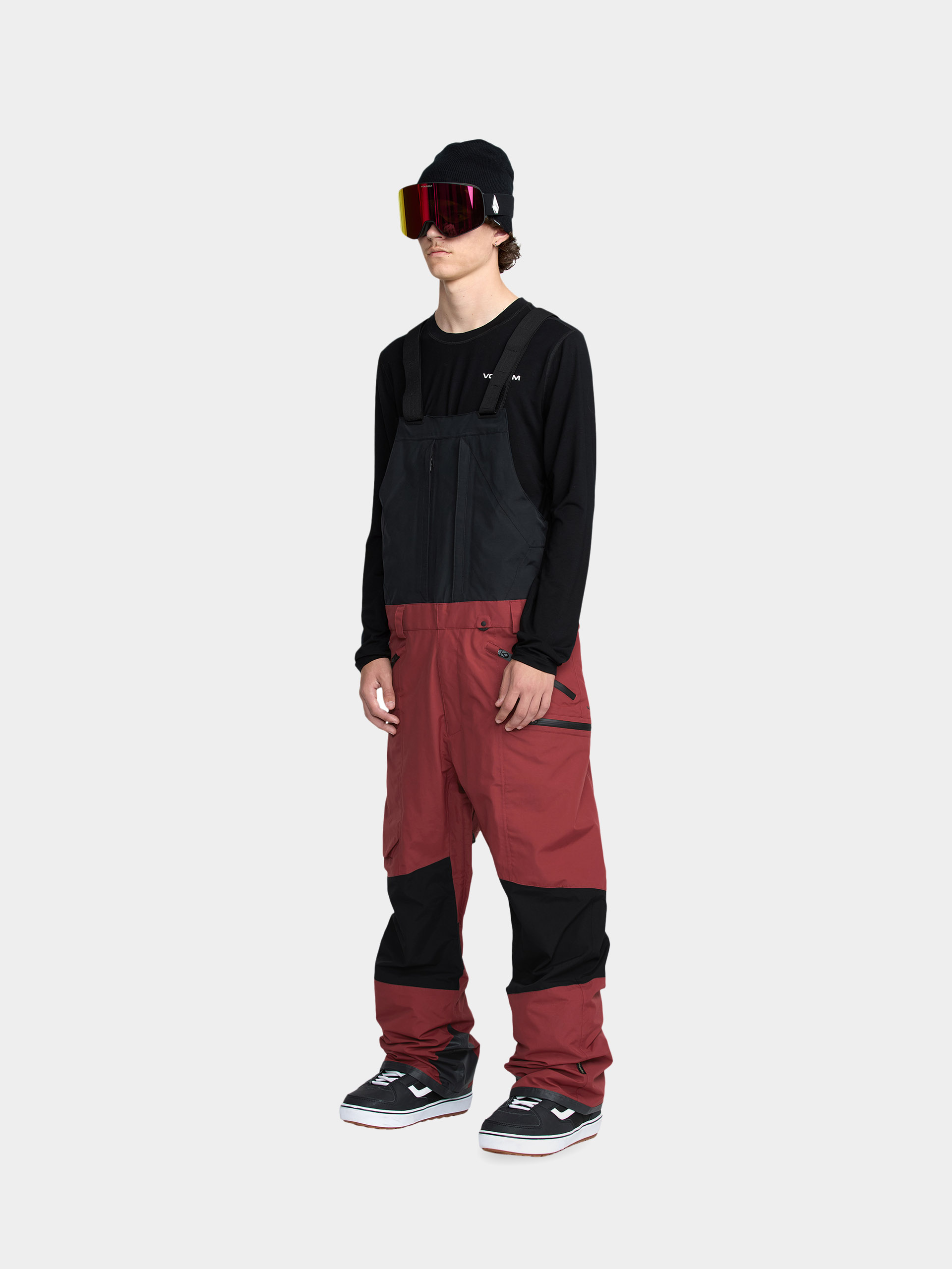 Férfi Snowboard nadrág Volcom Rain Gore Tex Bib Overall (burnt red)