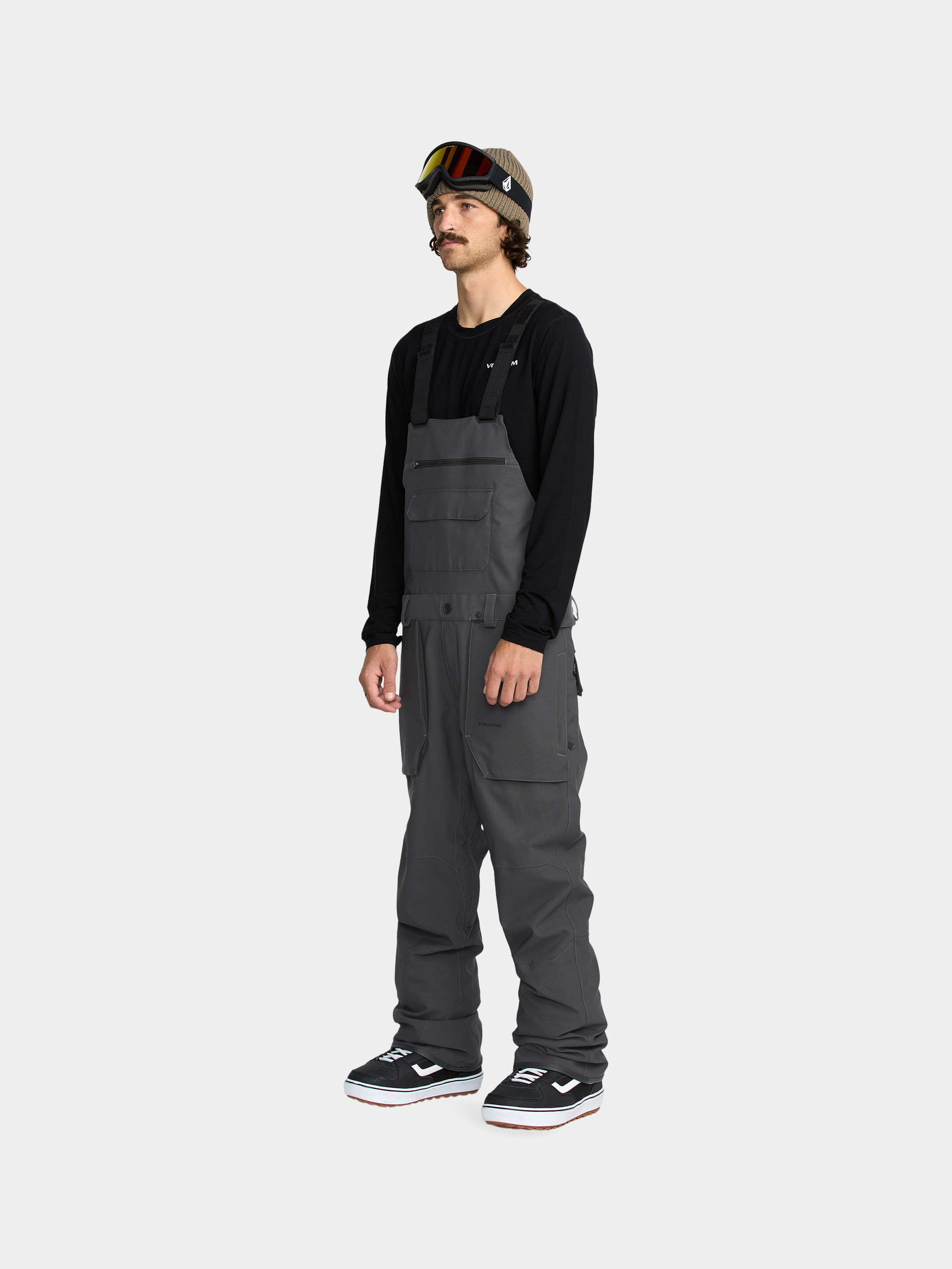 Férfi Snowboard nadrág Volcom Roan Bib Overall (dark grey)