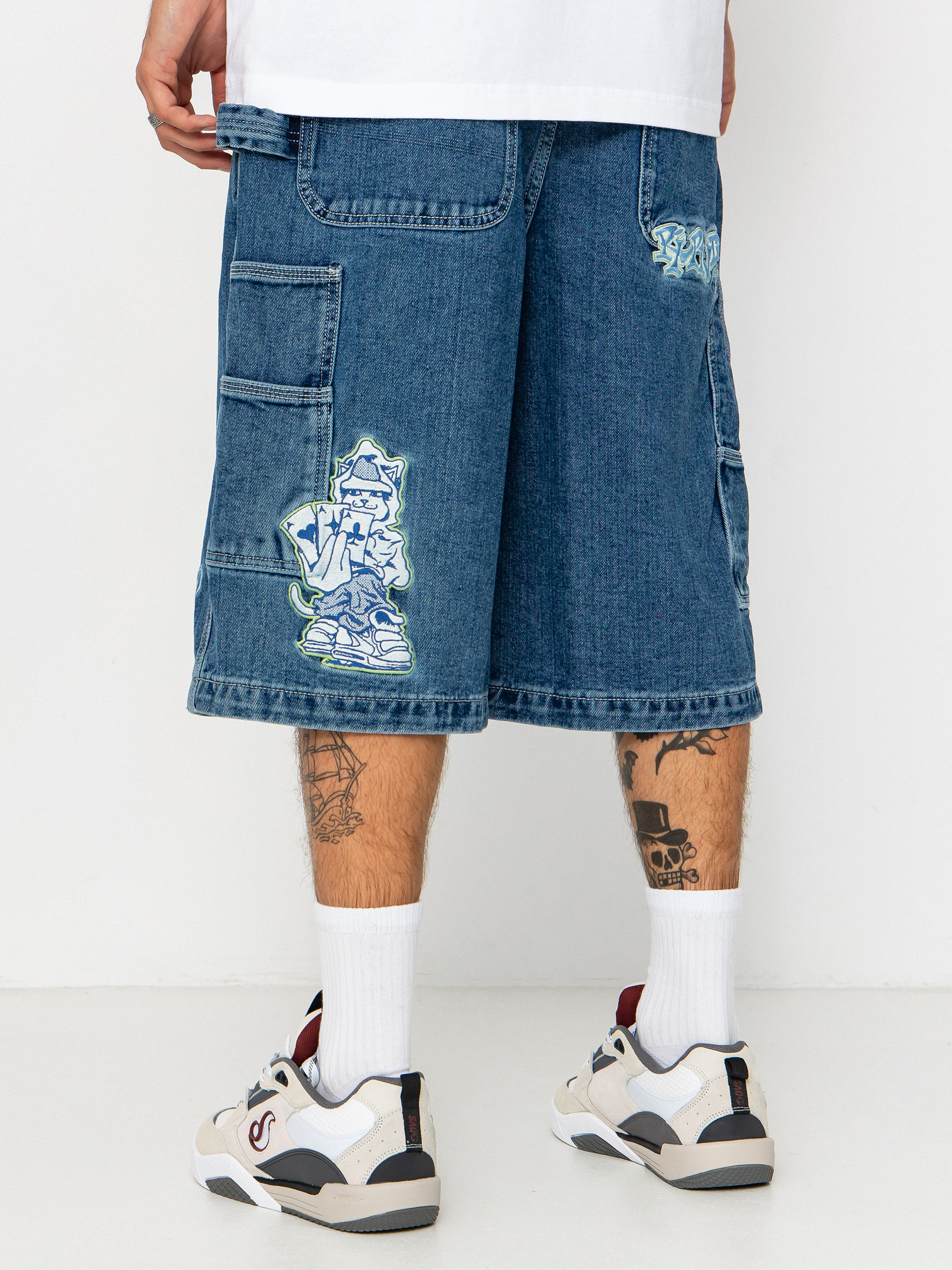 RipNDip Ace Ultra Wide Leg Rövidnadrág (medium wash)