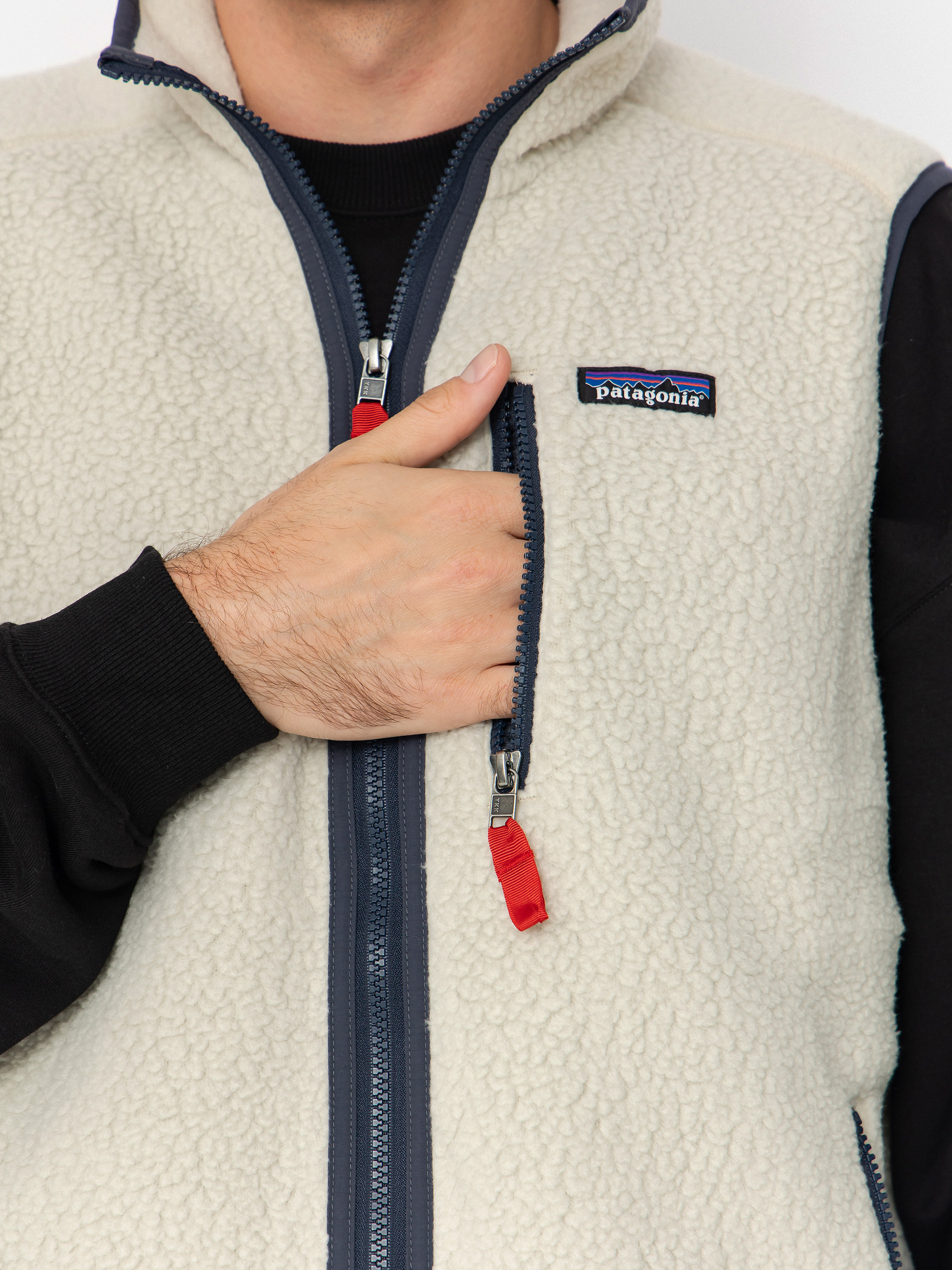 Patagonia Retro Pile Mellény (pelican w/smolder blue)