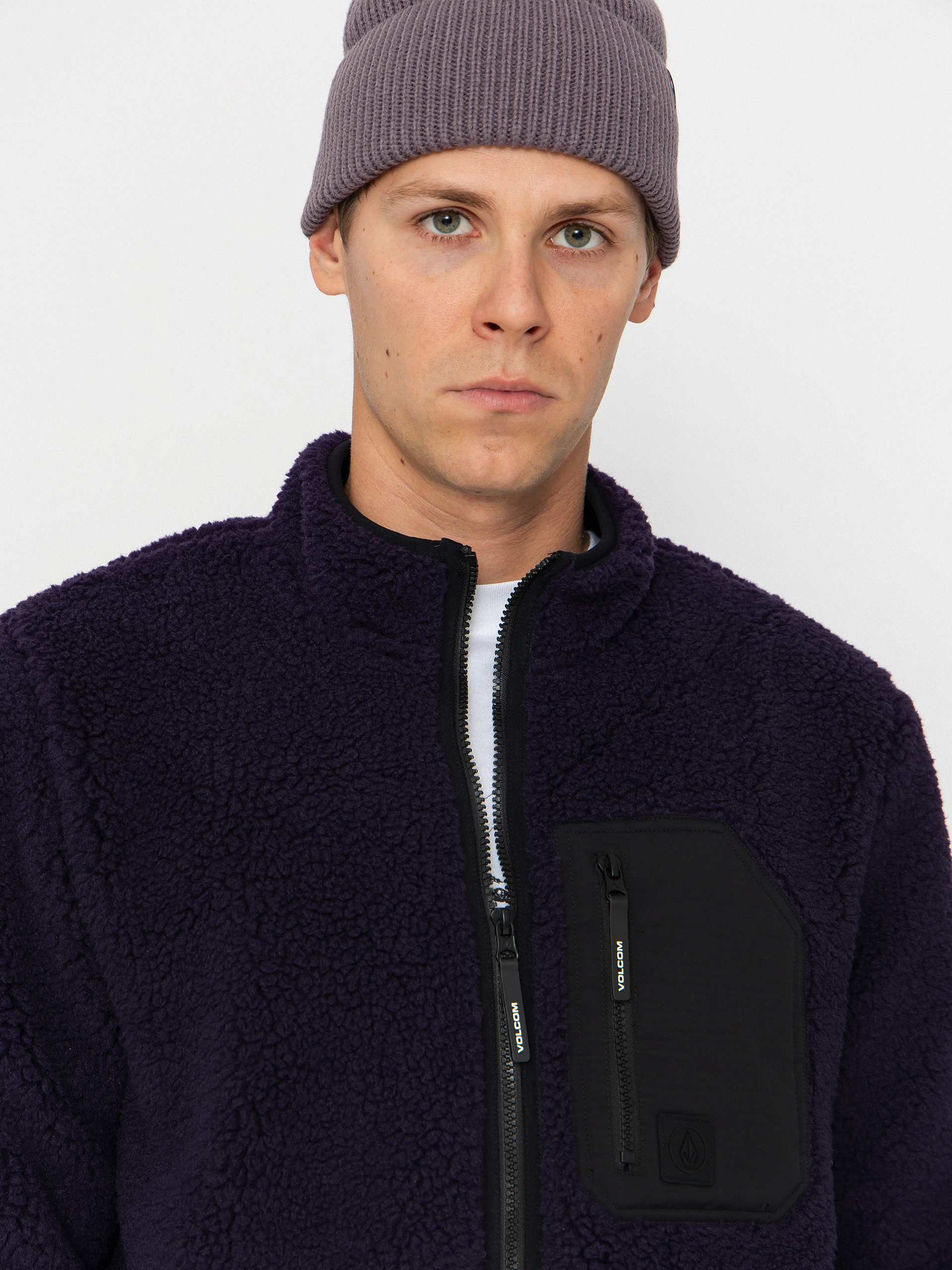 Férfi Polár pulóver Volcom Muzzer Fuzzar (dark purple)