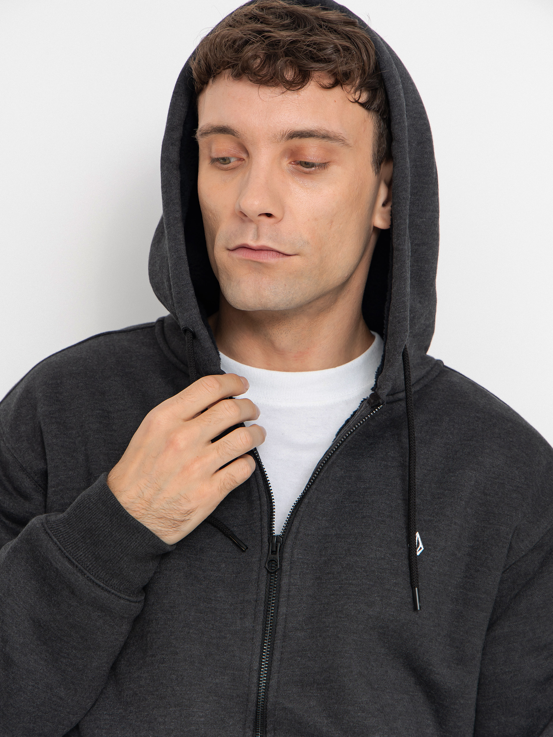 Kapucnis pulóver Volcom Single Stone ZHD (heather black)