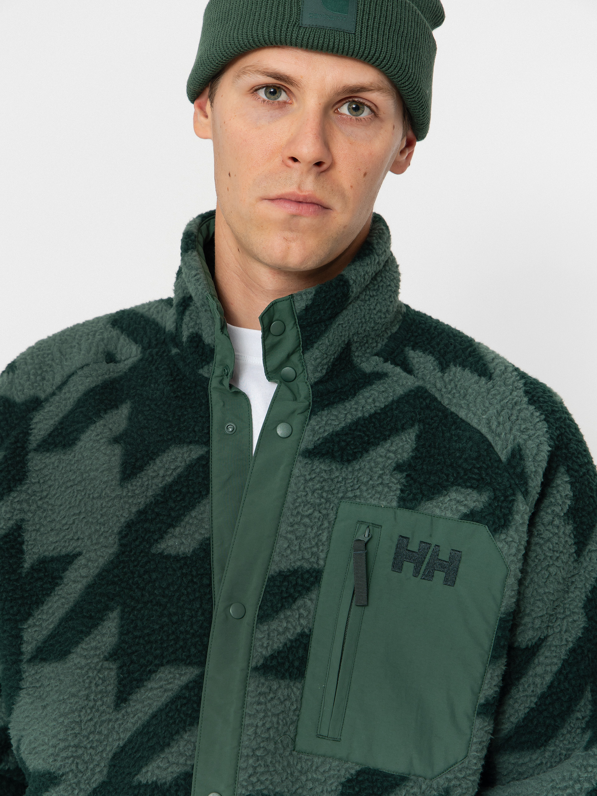 Férfi Polár pulóver Helly Hansen Panorama Printed Pile Snap (jungle green houndstooth a)