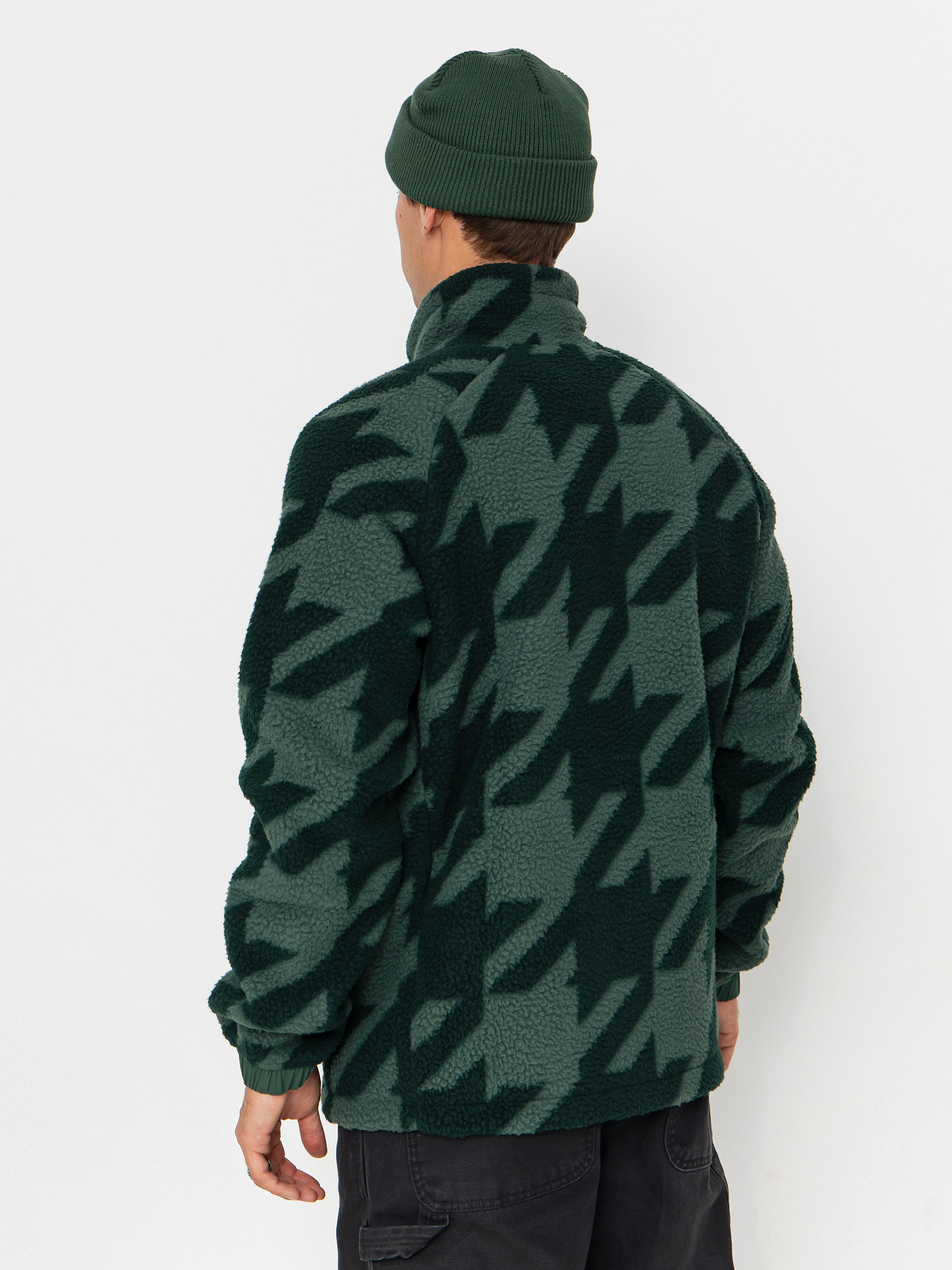 Férfi Polár pulóver Helly Hansen Panorama Printed Pile Snap (jungle green houndstooth a)