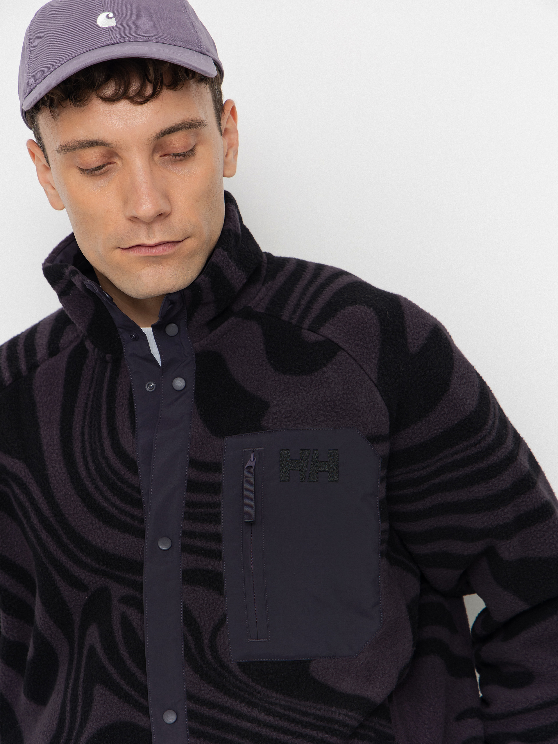 Férfi Polár pulóver Helly Hansen Panorama Printed Pile Snap (black grape swirl aop)