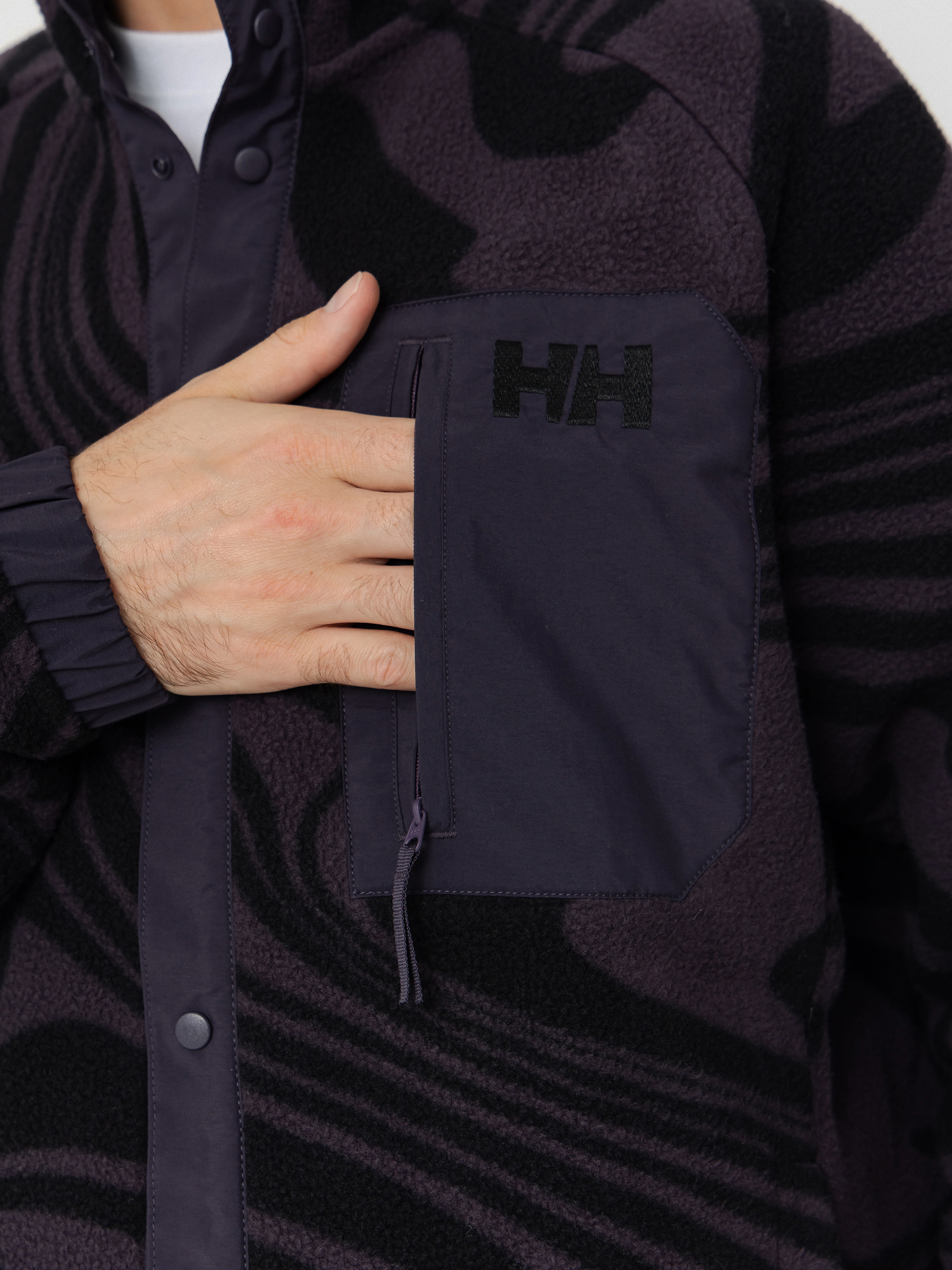 Férfi Polár pulóver Helly Hansen Panorama Printed Pile Snap (black grape swirl aop)