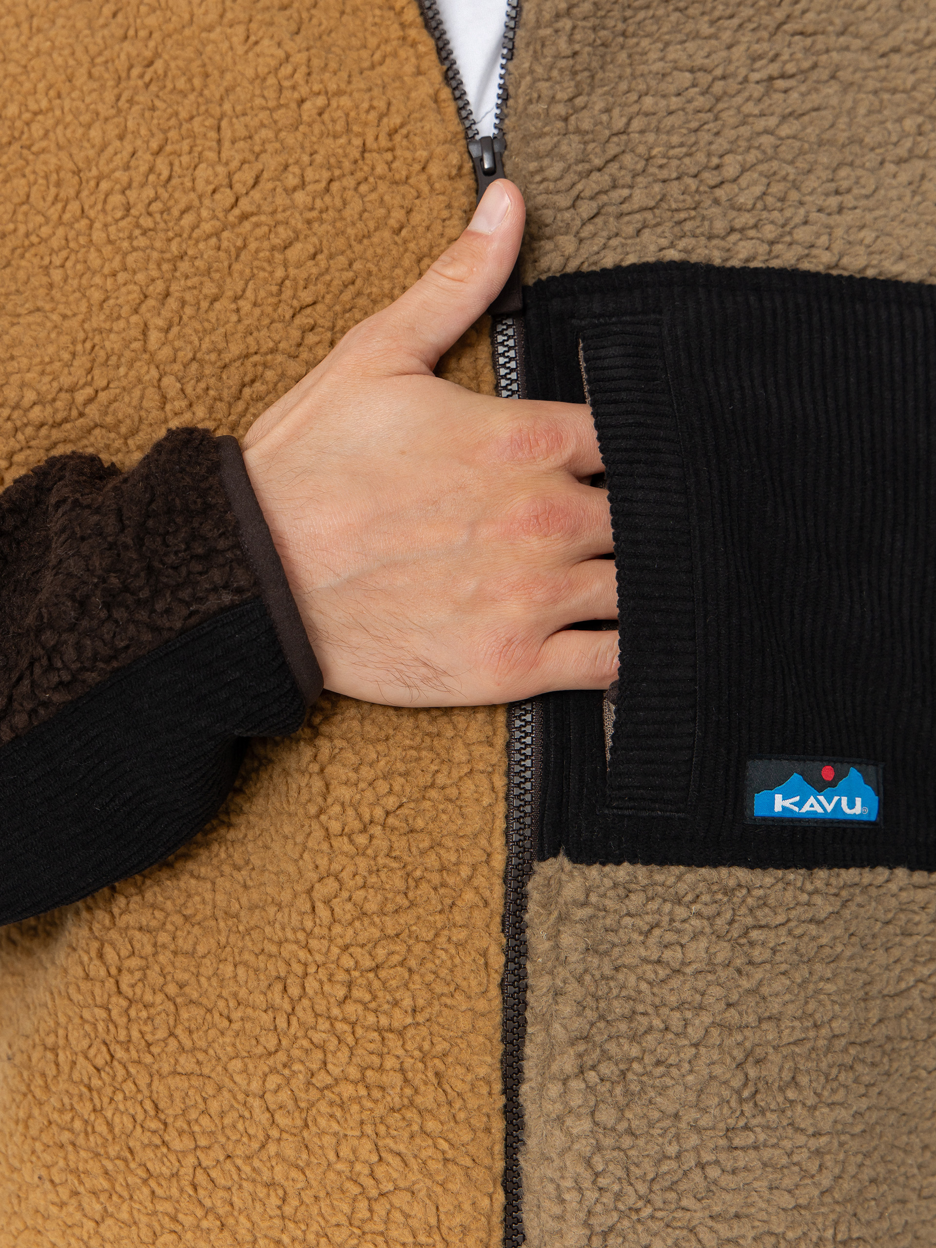 Férfi Kavu Wayside Polár pulóver (wild wood block)