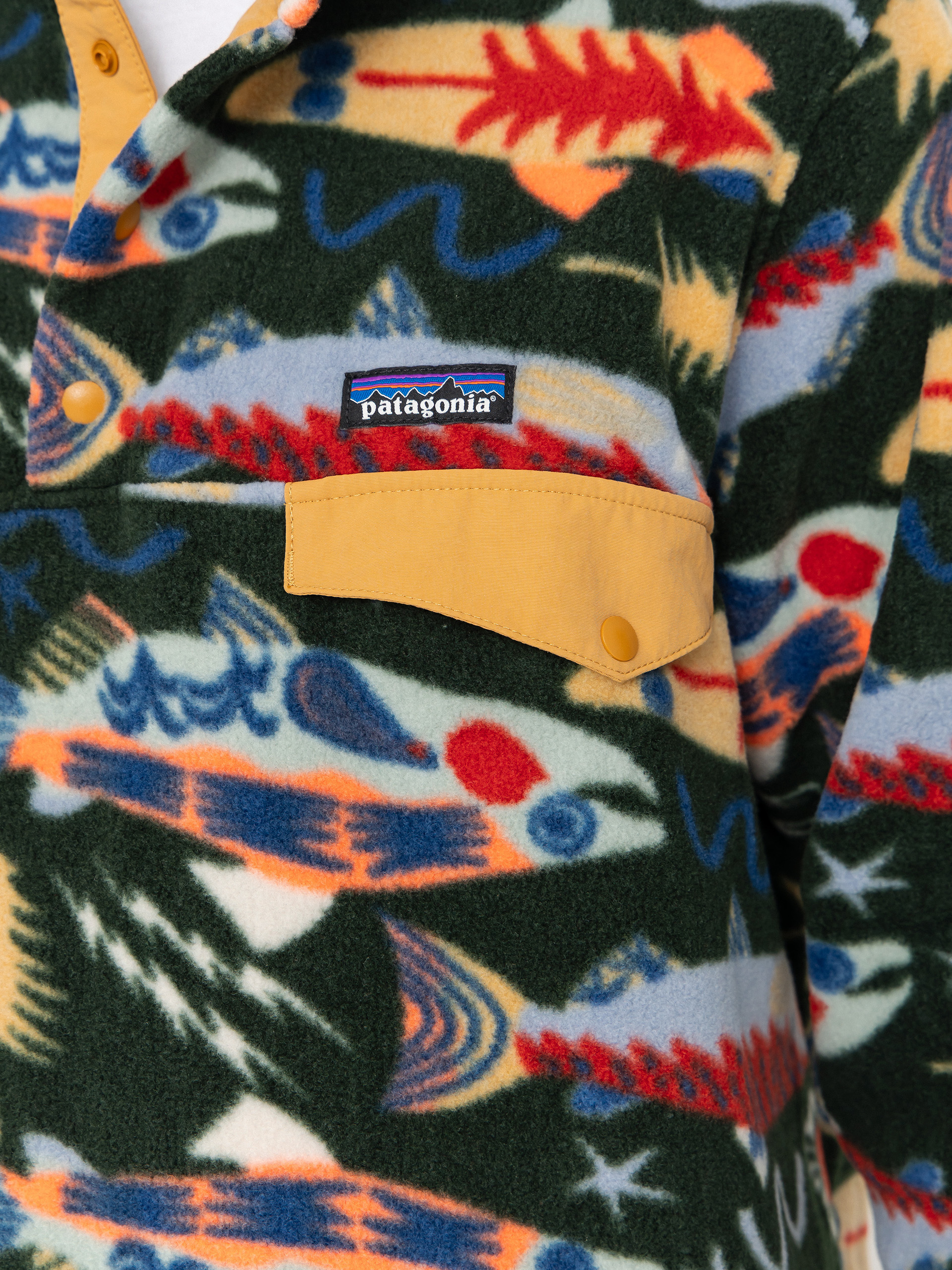 Férfi Polár pulóver Patagonia LW Synch Snap T (salmon energy old growth green)