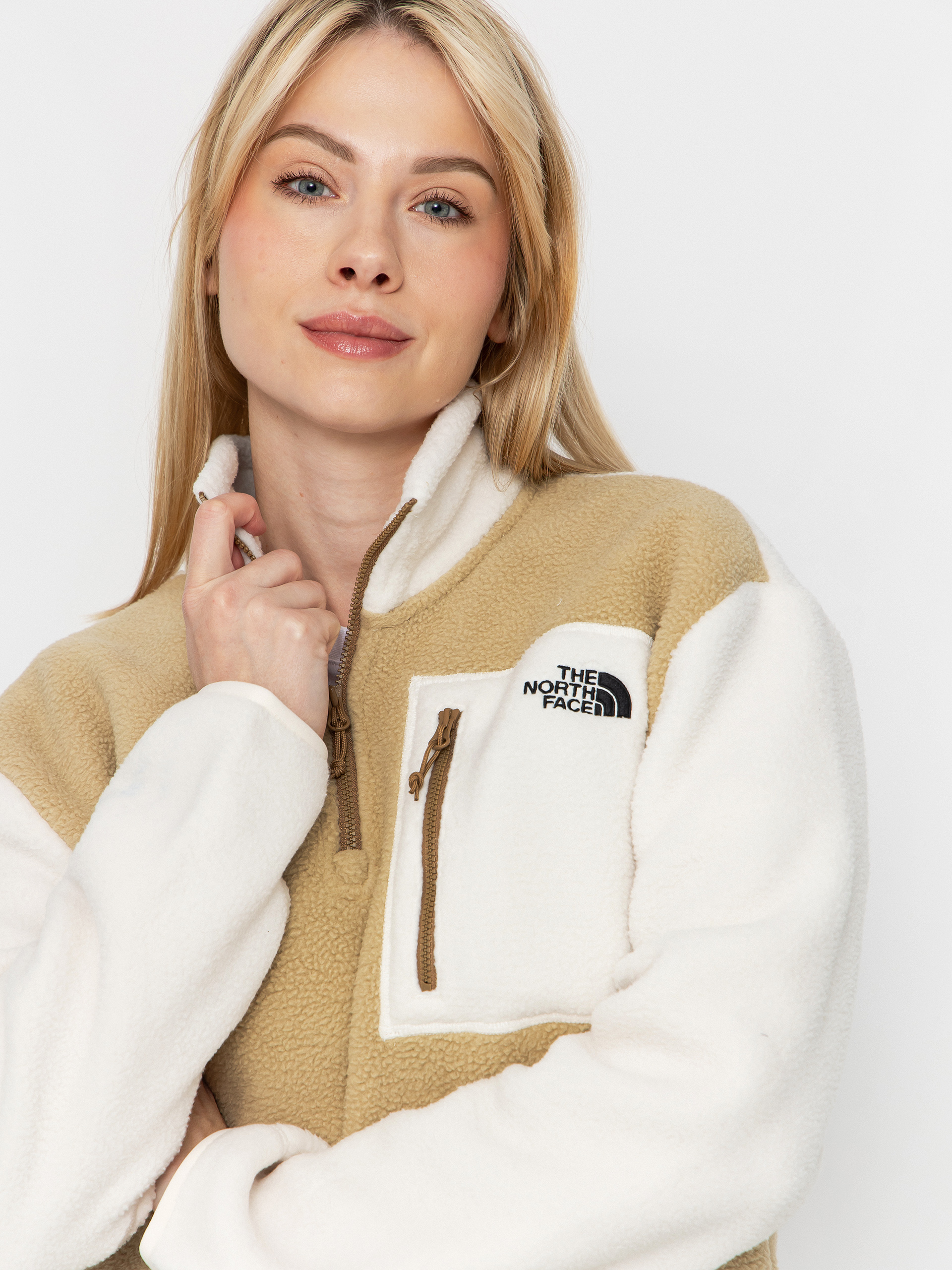 Férfi The North Face Yumiori 1/4 Zip Polár pulóver (khaki stone/white dune/)