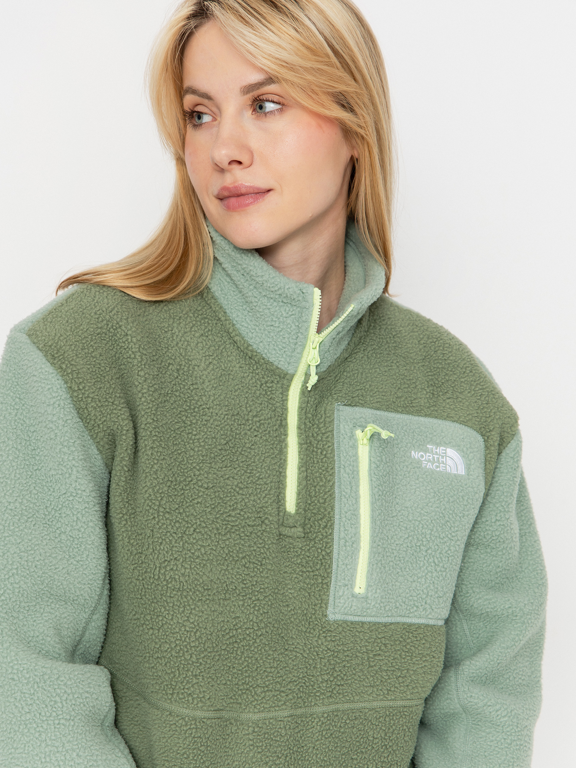 Férfi The North Face Yumiori 1/4 Zip Polár pulóver (bark mist/slate moss/as)