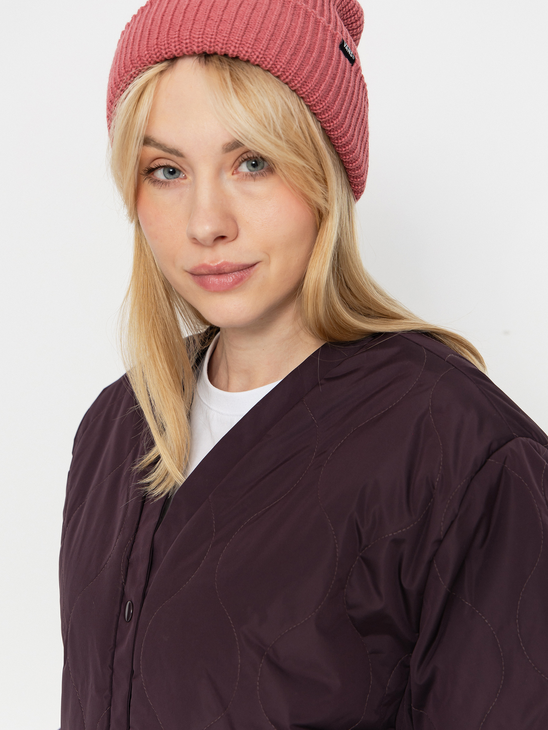 Vans Suffolk Cheetah Check Pile Coat Wmn Kabát (dark port)