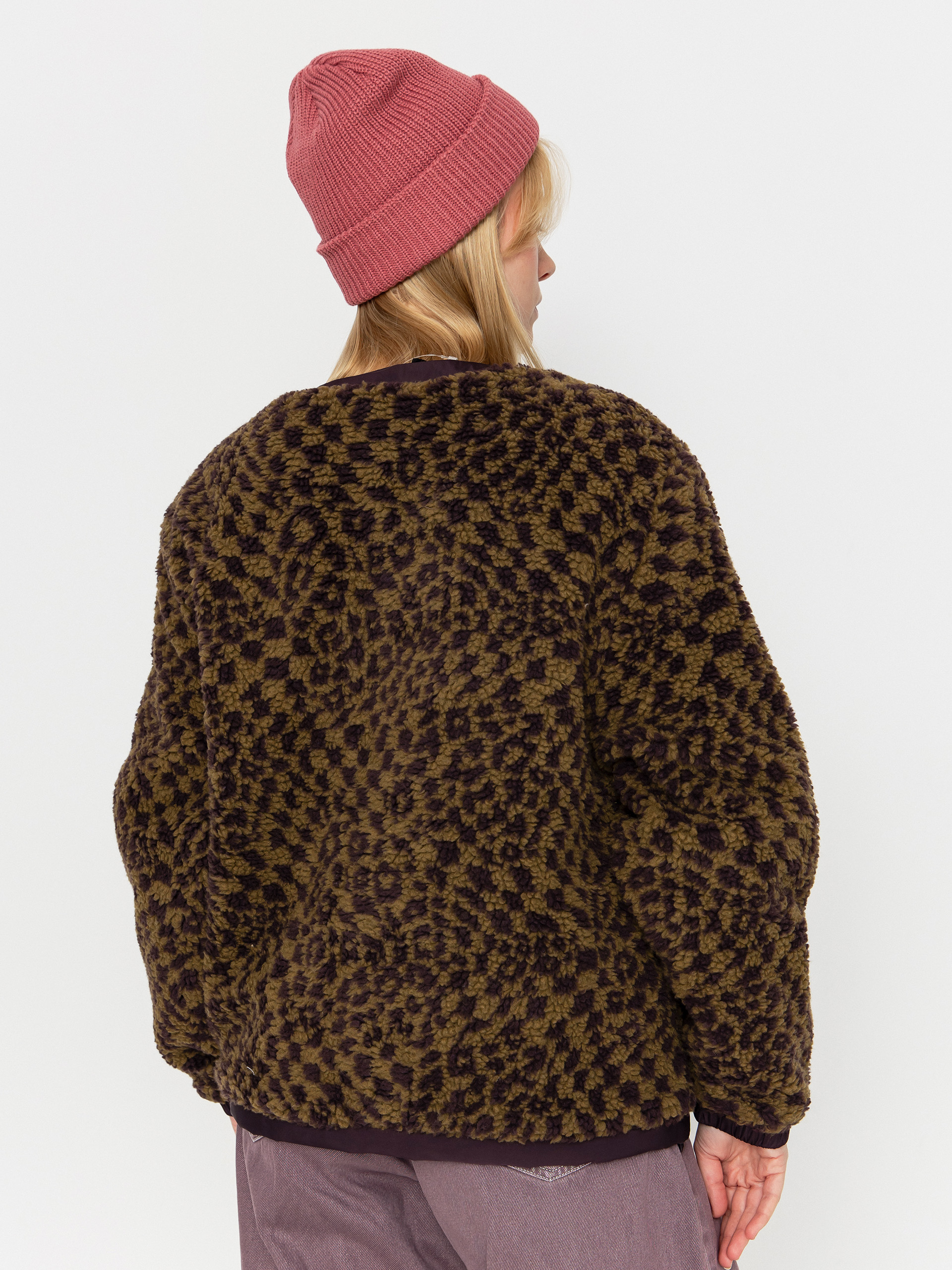 Vans Suffolk Cheetah Check Pile Coat Wmn Kabát (dark port)