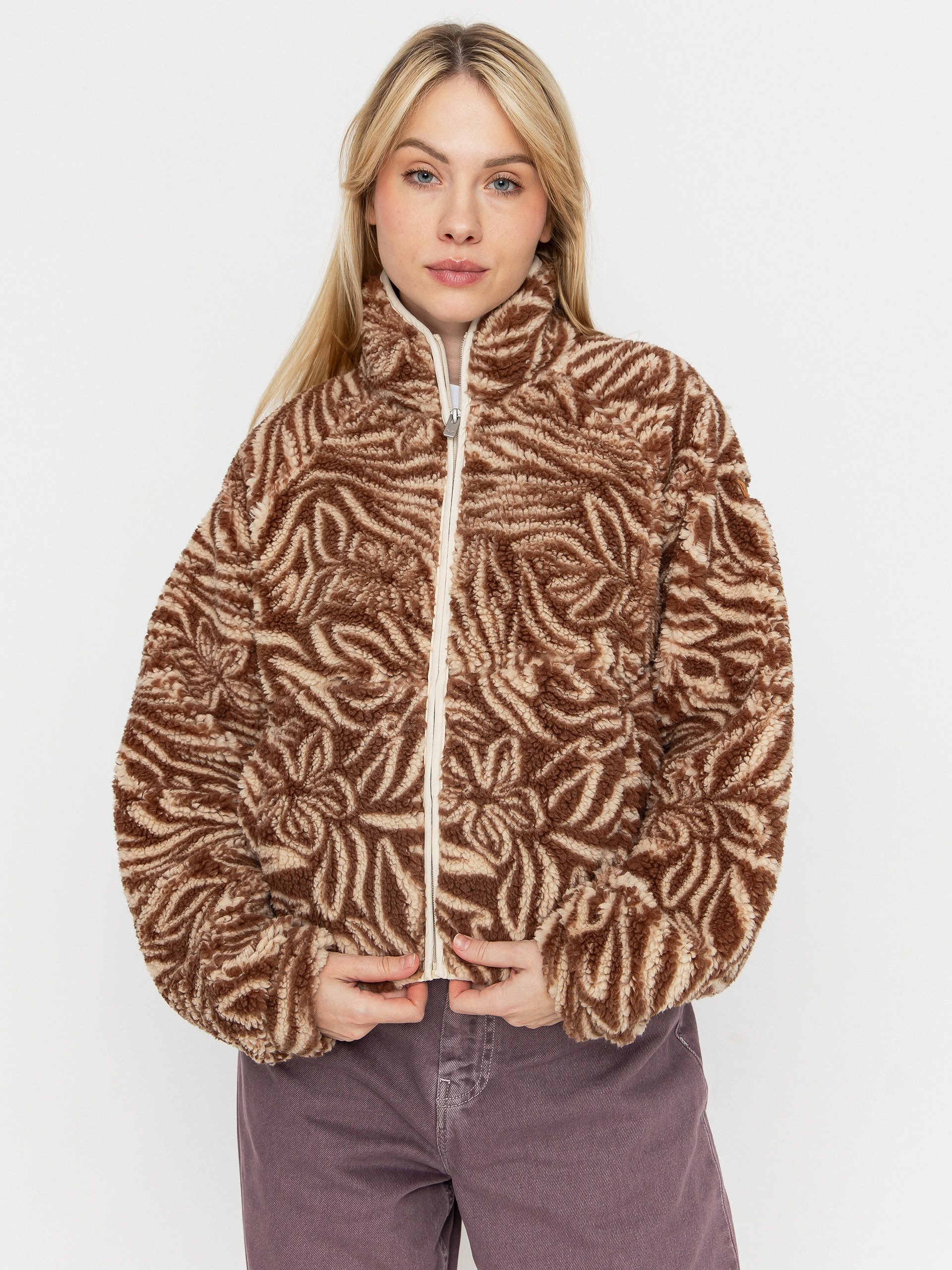 Roxy Blurry Cloud Print Wmn Polár pulóver (parchment animal floral big)