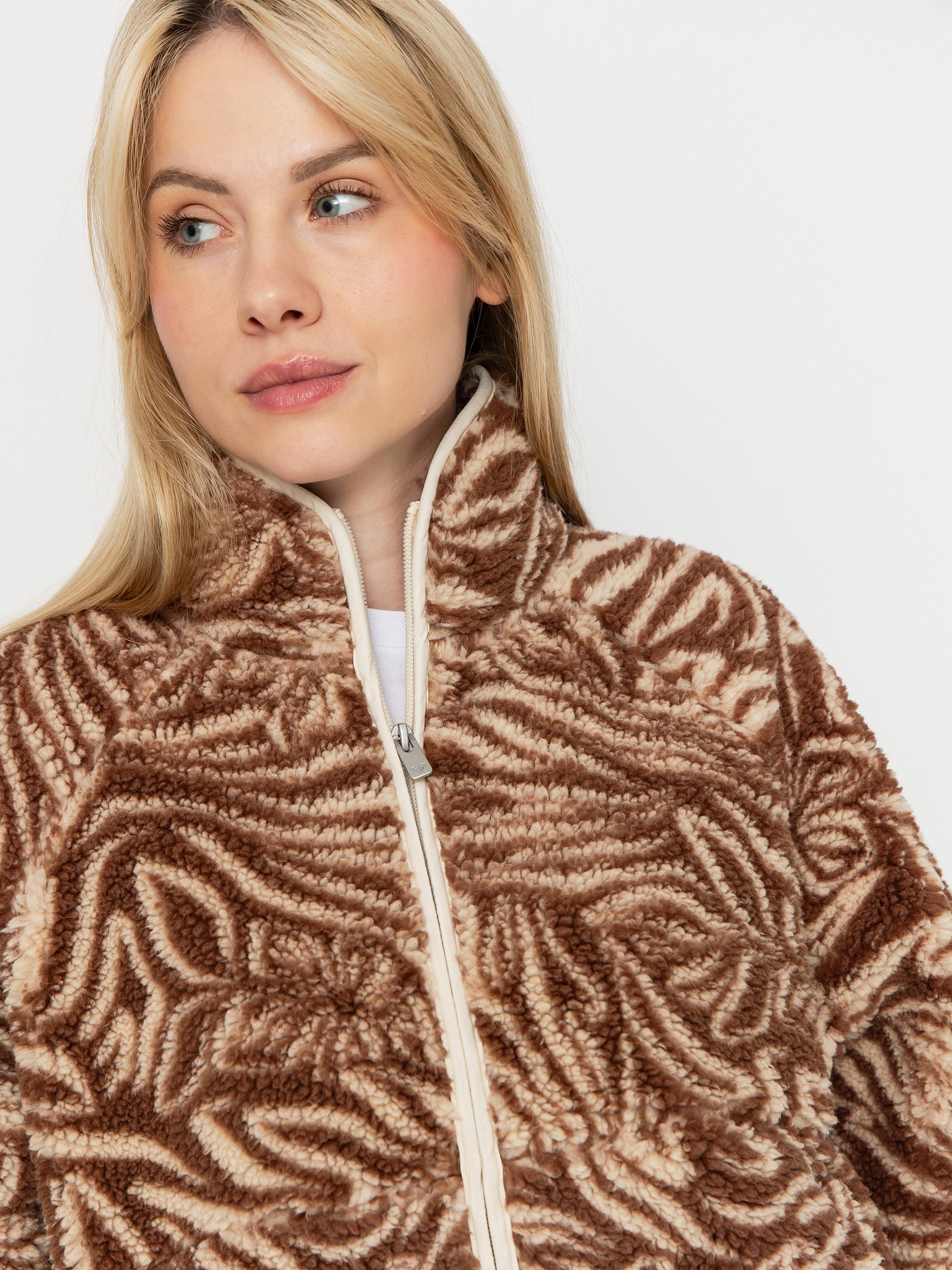 Női Roxy Blurry Cloud Print Polár pulóver (parchment animal floral big)