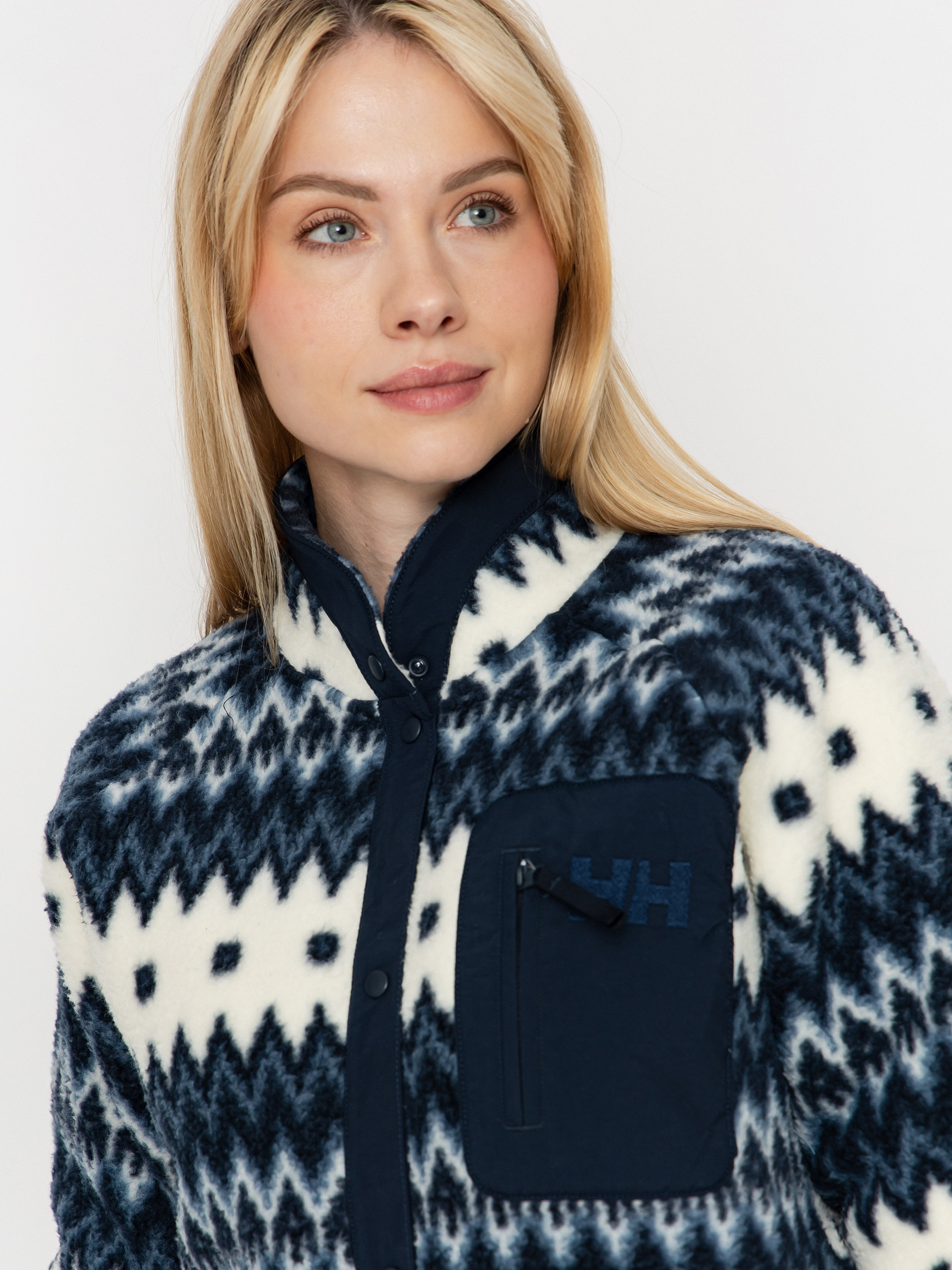 Női Polár pulóver Helly Hansen Imperial Printed Pile Snap (navy nordic aop)