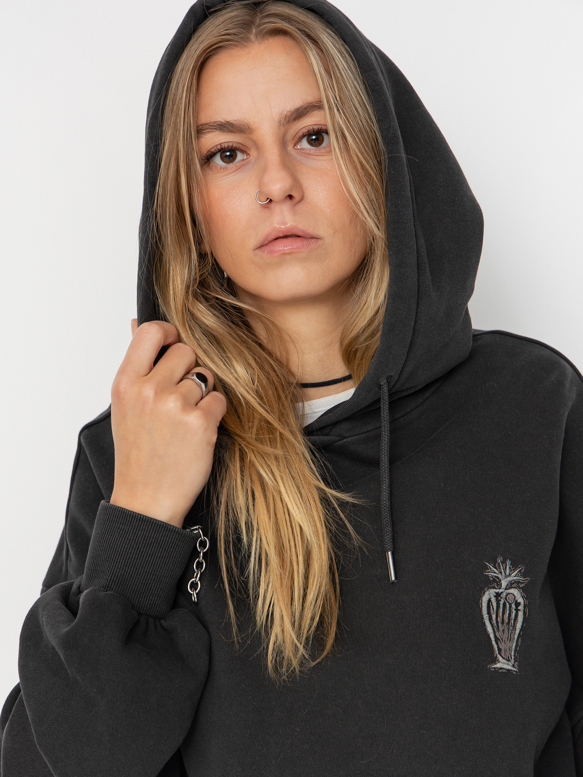 Volcom Fa Vaderetro HD Wmn Kapucnis pulóver (vintage black)