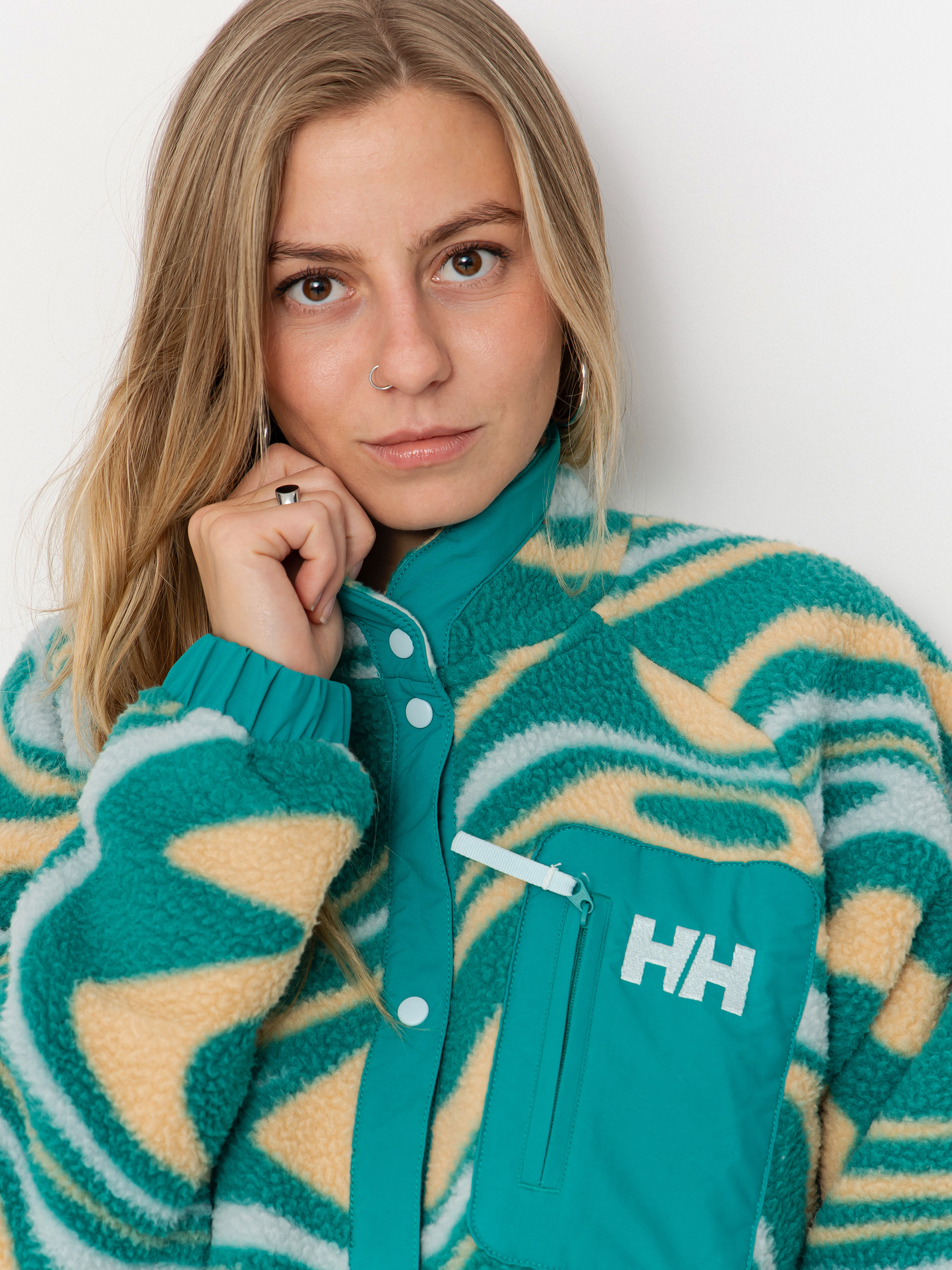 Női Polár pulóver Helly Hansen Imperial Printed Pile Snap (barely blue swirl aop)