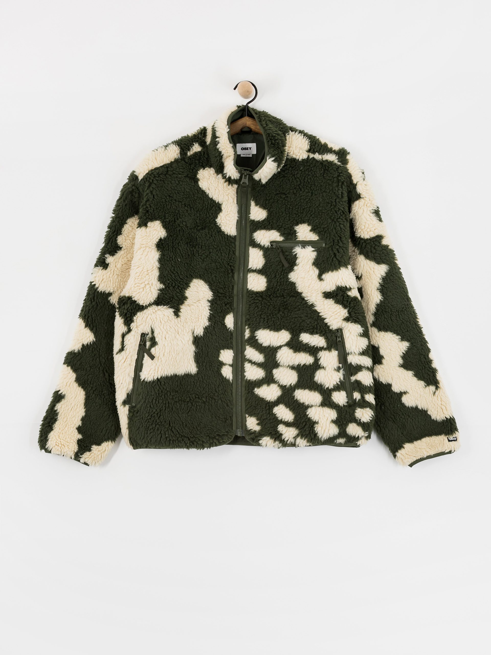 Férfi OBEY Obey Shaggy Sherpa Polár pulóver (kombu green multi)