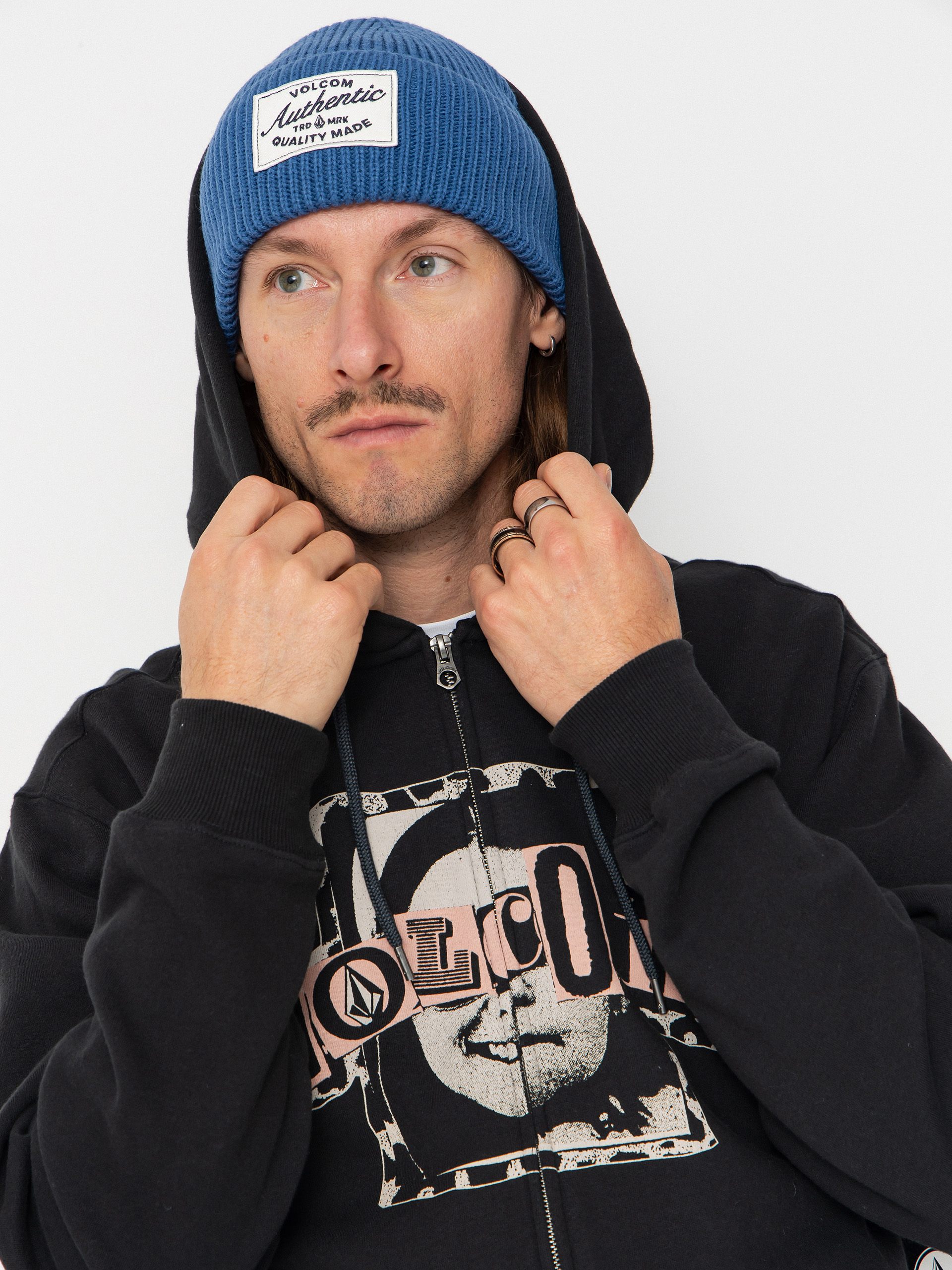 Kapucnis pulóver Volcom Stick Stoner ZHD (antique black)