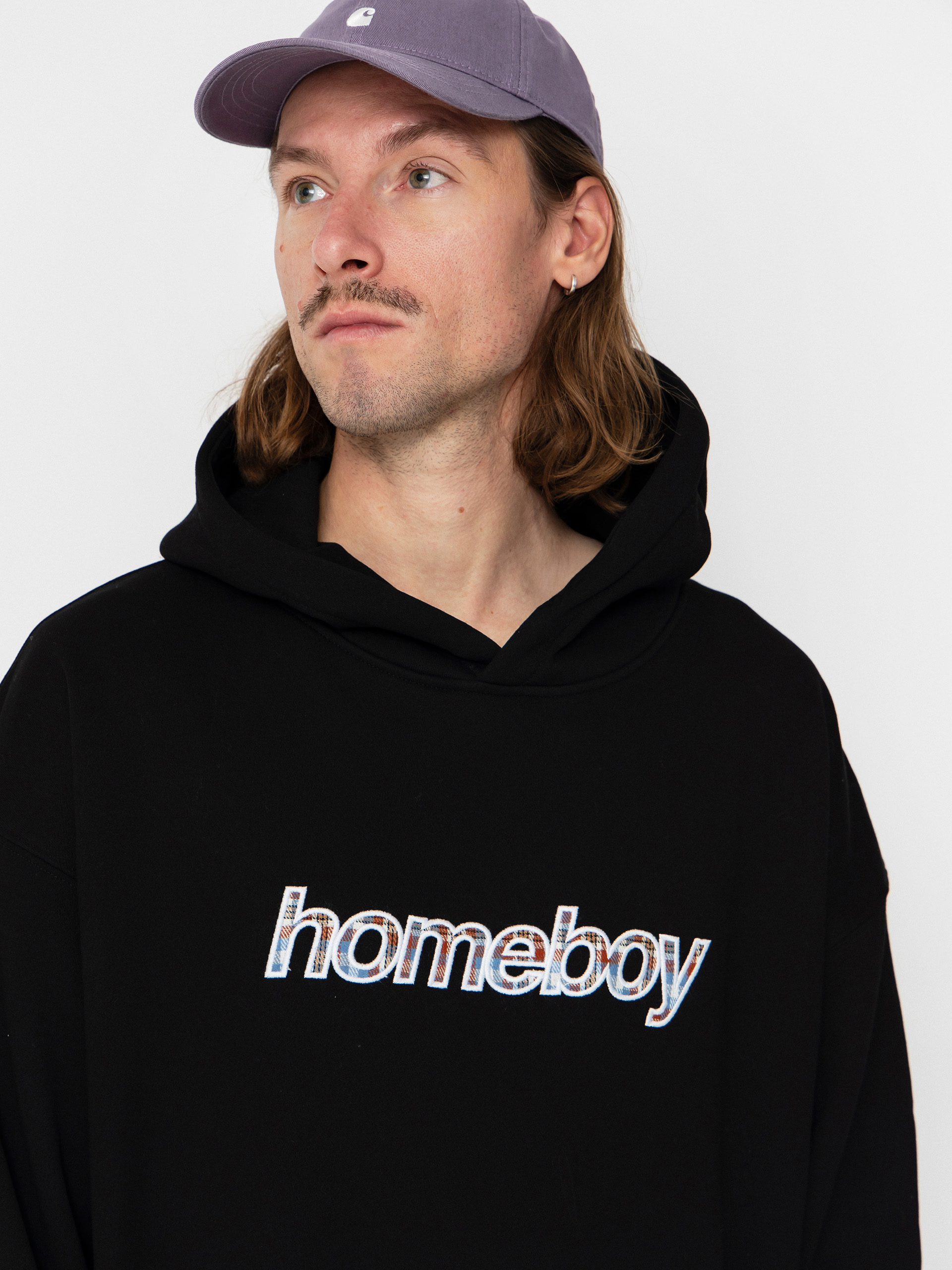 Kapucnis pulóver Homeboy Plaid Helvetica HD (black)