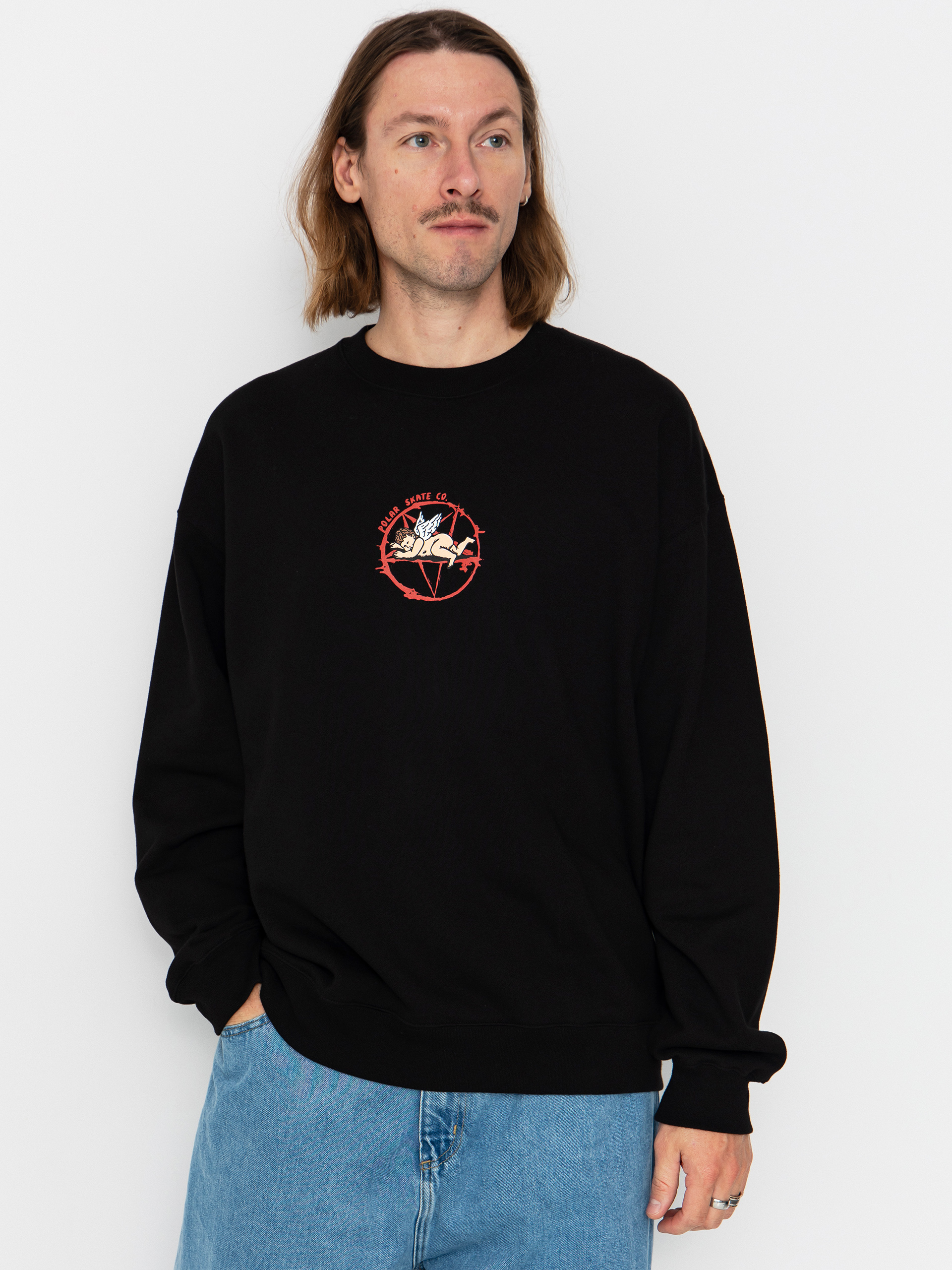 Polar Skate Dave Crewneck Sacrifice Pulóver (black)