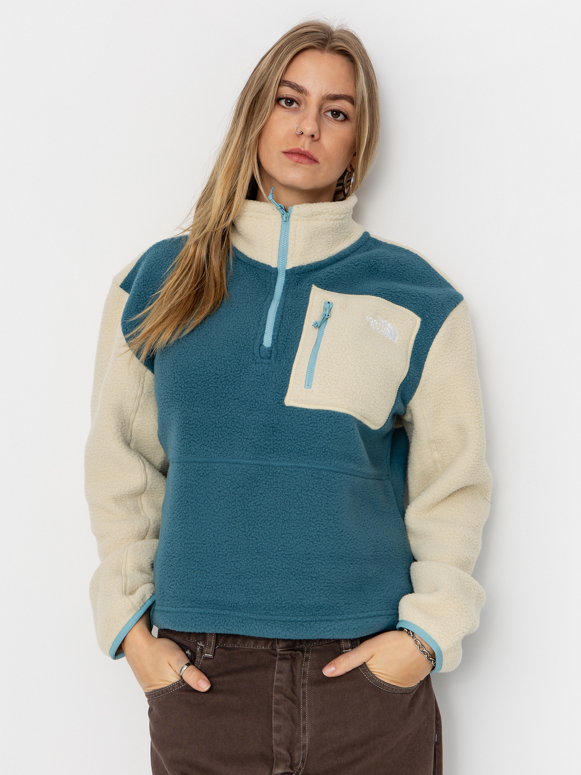 The North Face Yumiori 1/4 Zip Polár pulóver (space/gravel/blue eclip)