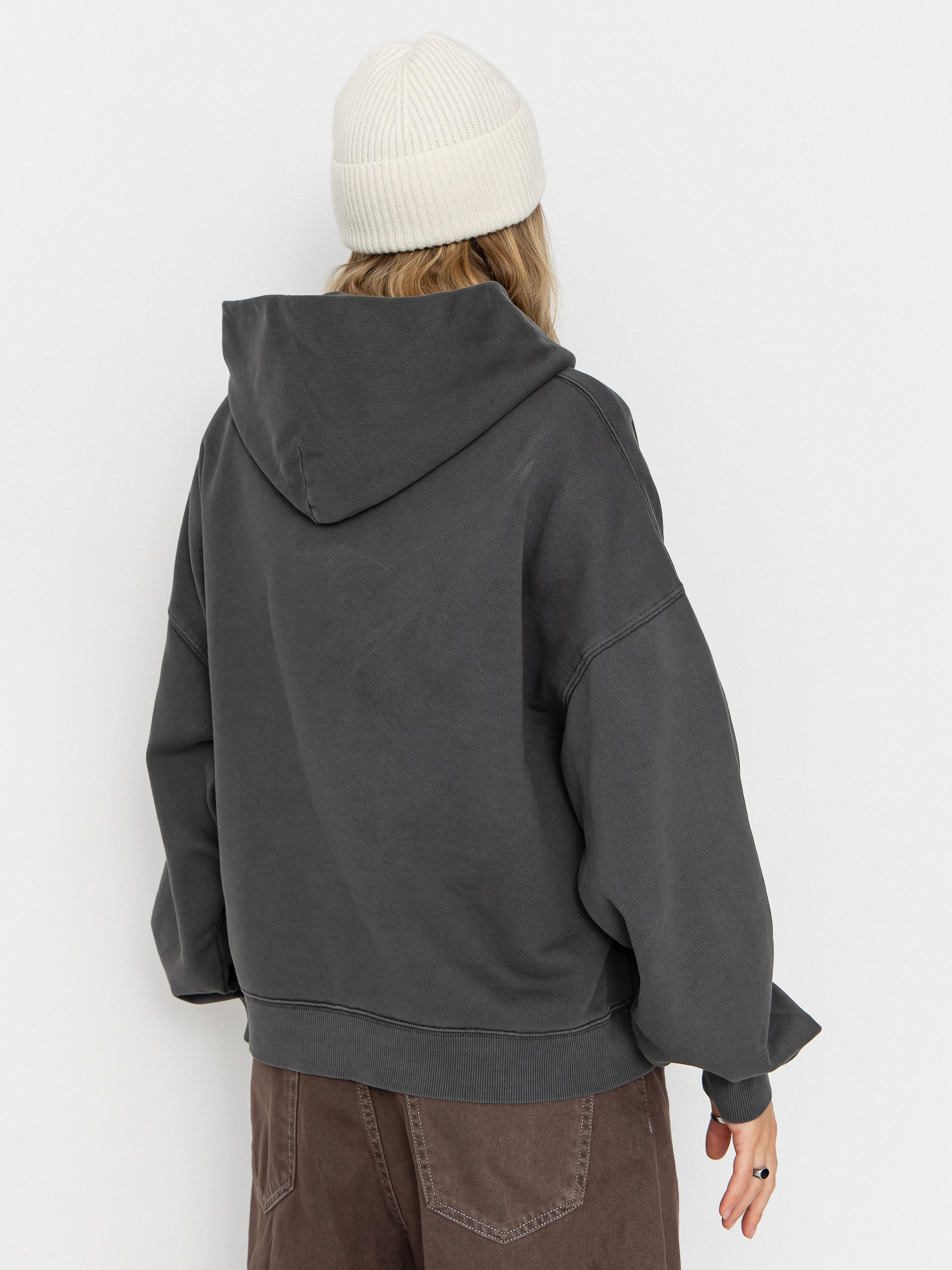 Kapucnis pulóver Carhartt WIP Benton HD Wmn (graphite/garment dyed)