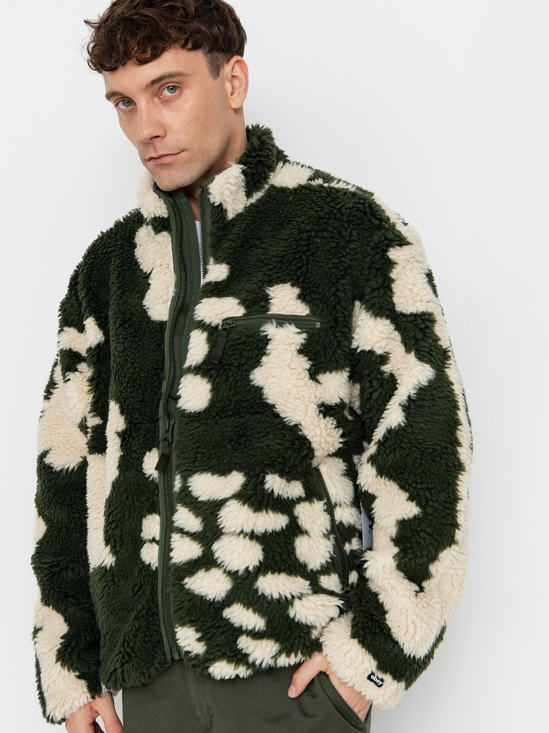 OBEY Obey Shaggy Sherpa Polár pulóver (kombu green multi)