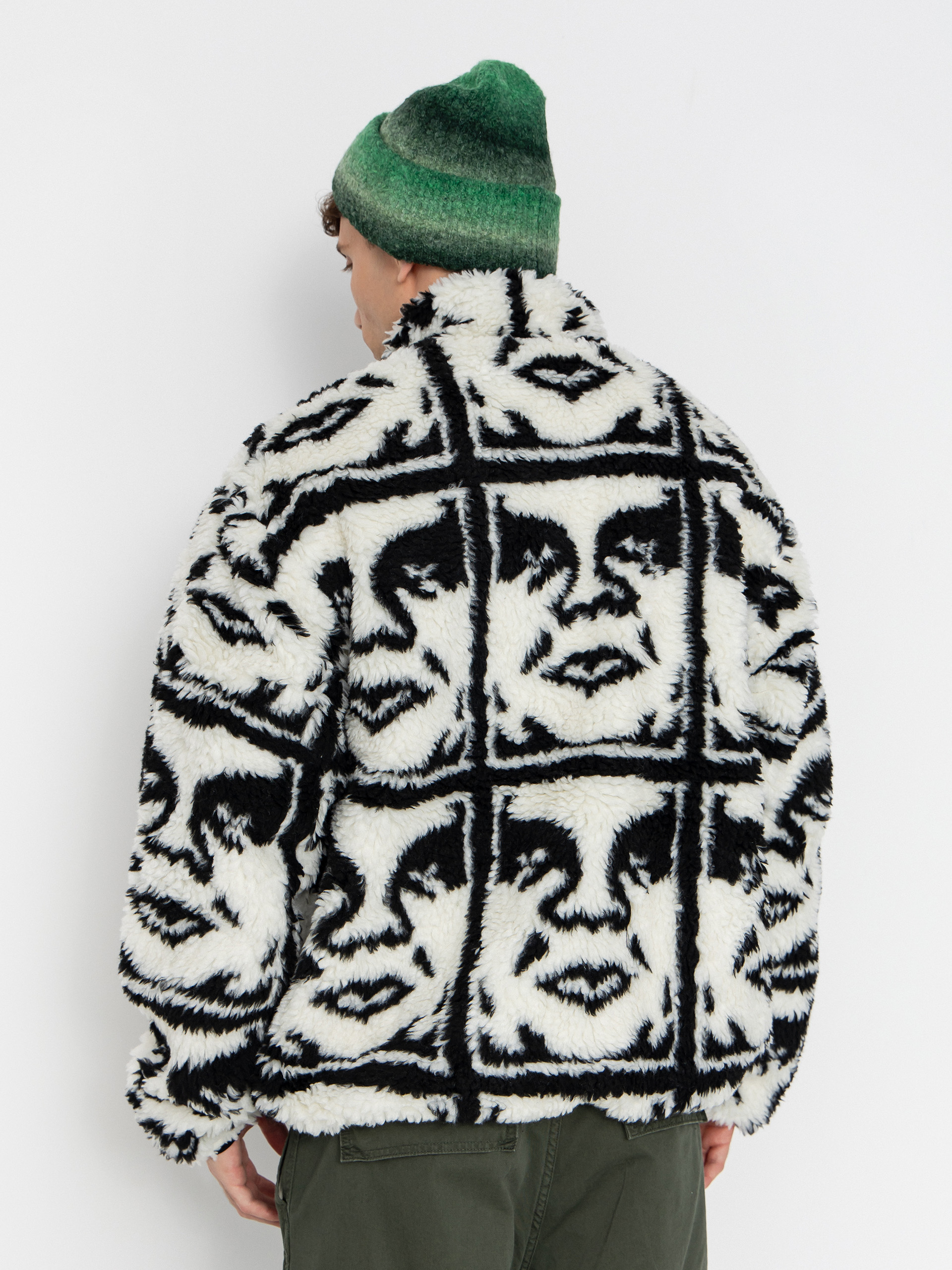 Férfi OBEY Obey Repeated Icon Sherpa Polár pulóver (black multi)