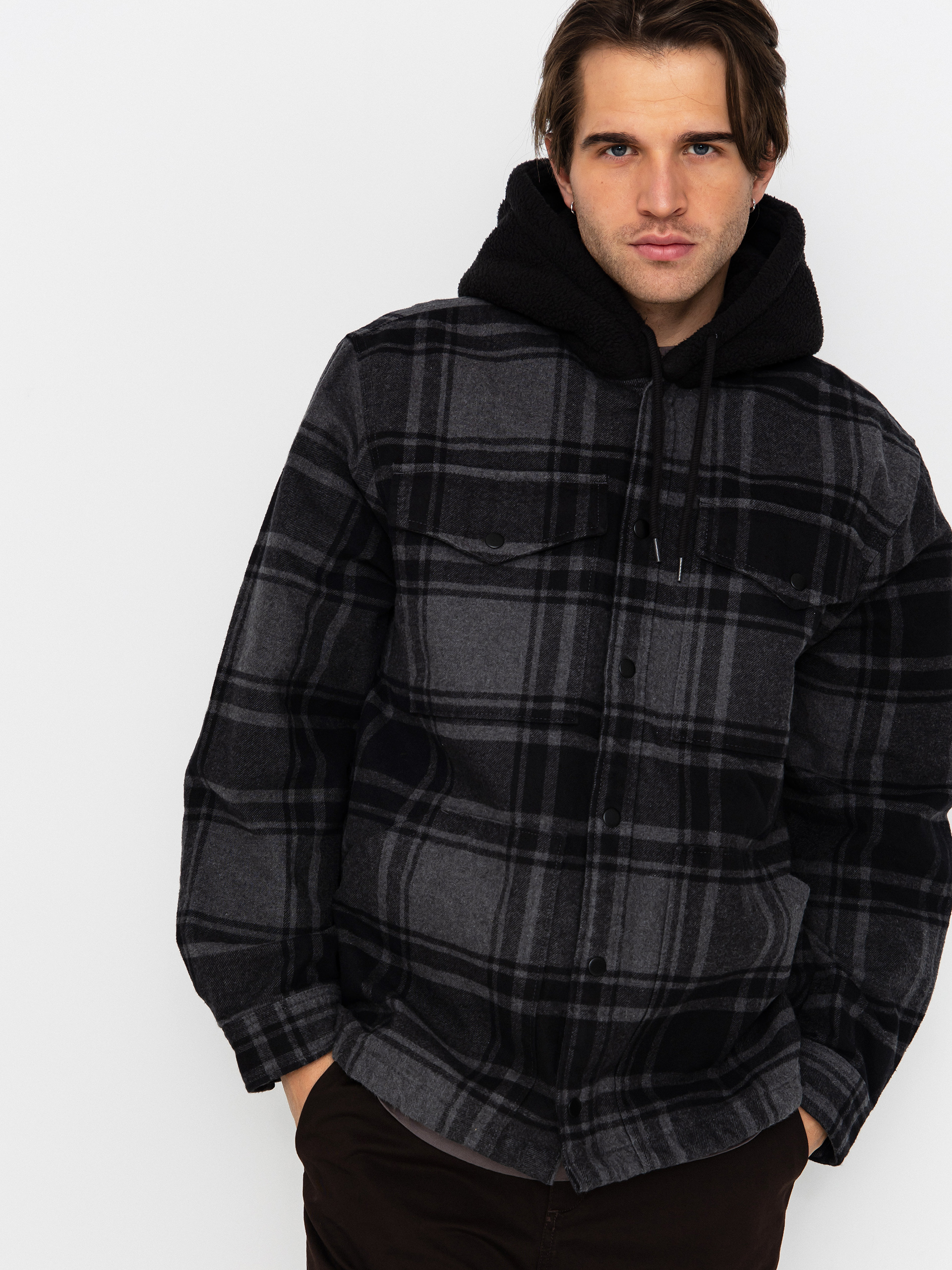 Vans Piedmont Hooded Plaid Shacket Ing (black/asphalt heather)