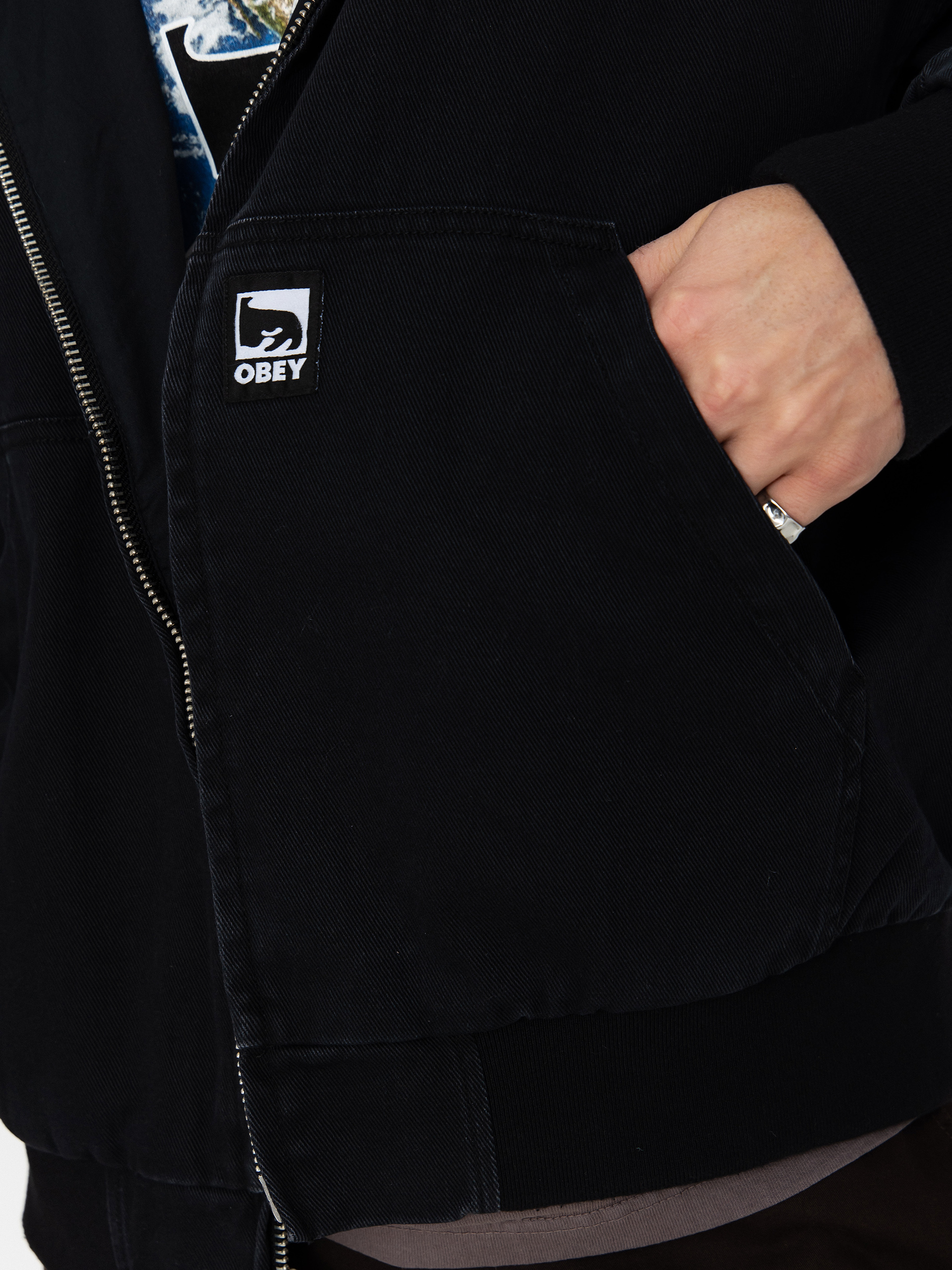 OBEY Obey Glen Zip Up Dzseki (black faded wash)