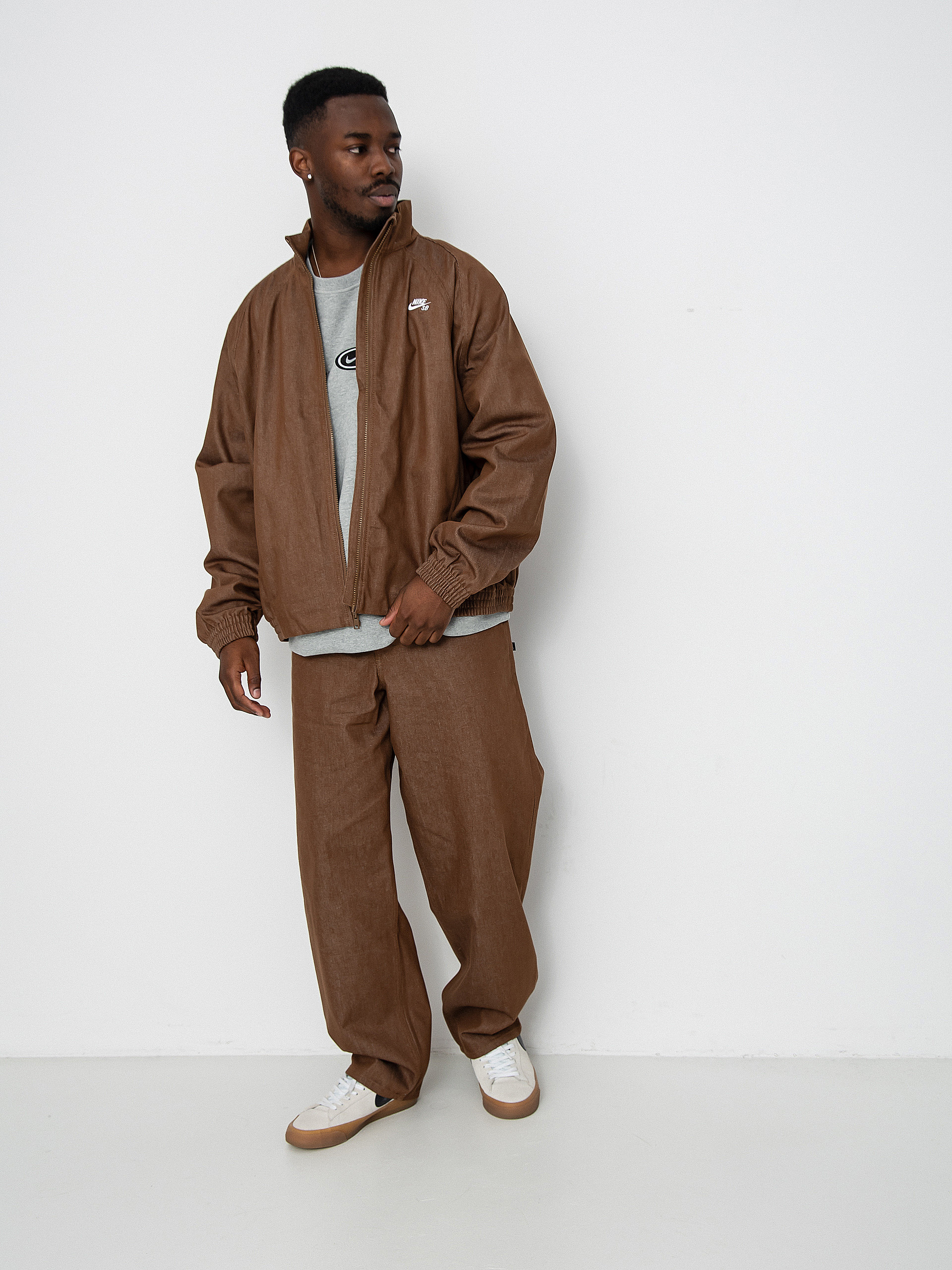 Dzseki Nike SB Denim FZ Trak (mosswood brown/white)