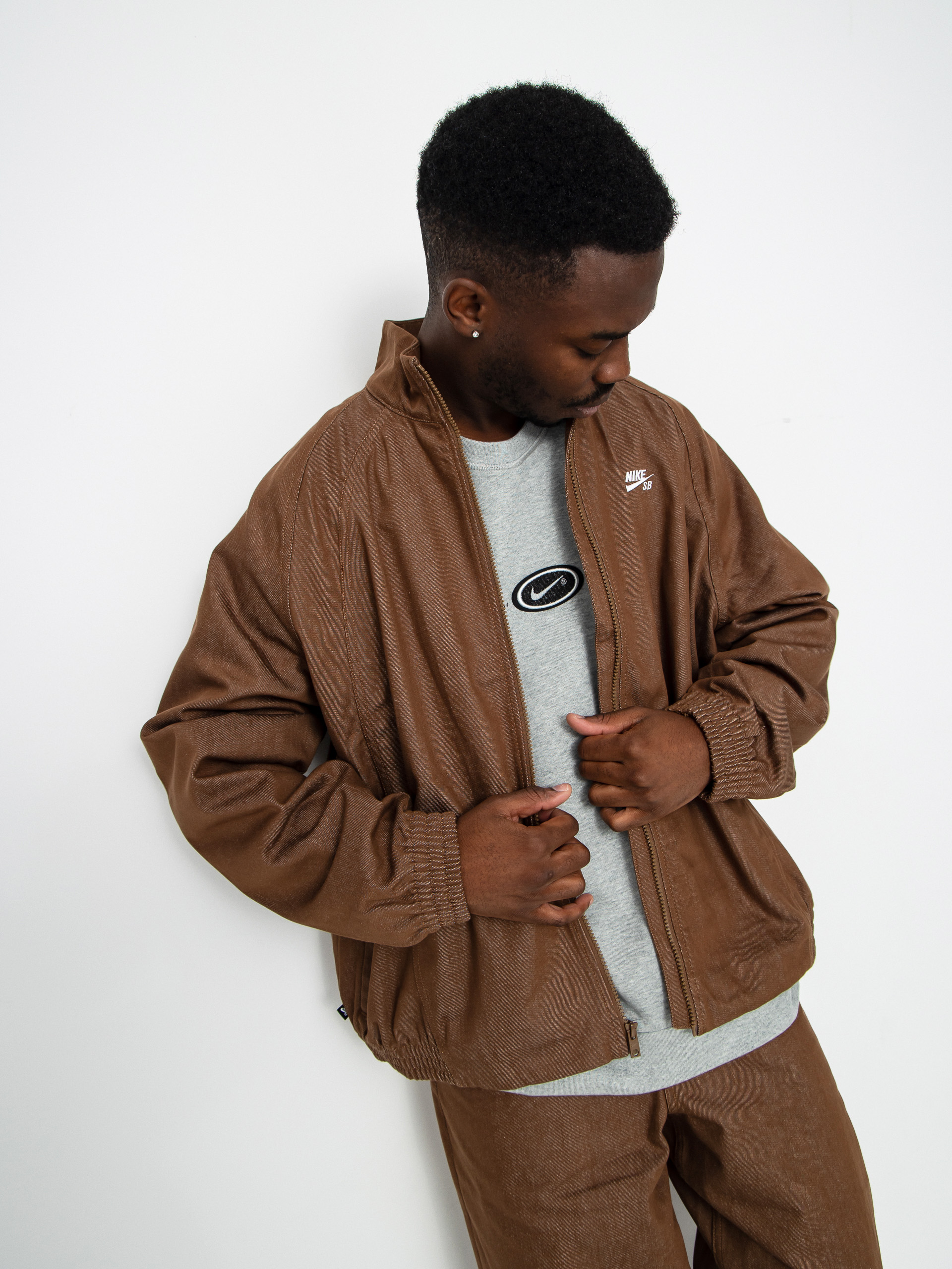 Dzseki Nike SB Denim FZ Trak (mosswood brown/white)