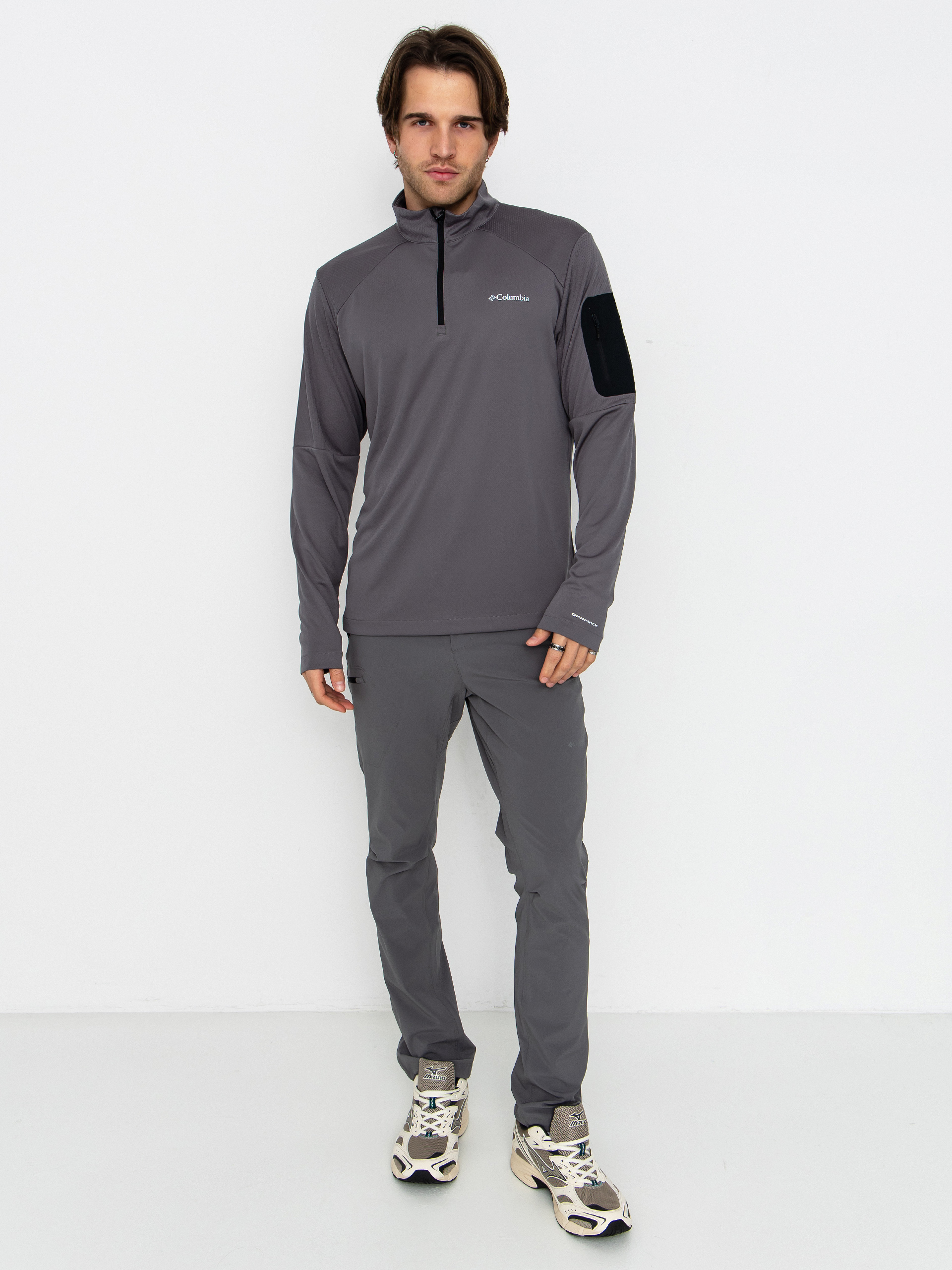 Polu00e1r pulu00f3ver Columbia Tech Knit 1/4 Zip (city grey/blac)