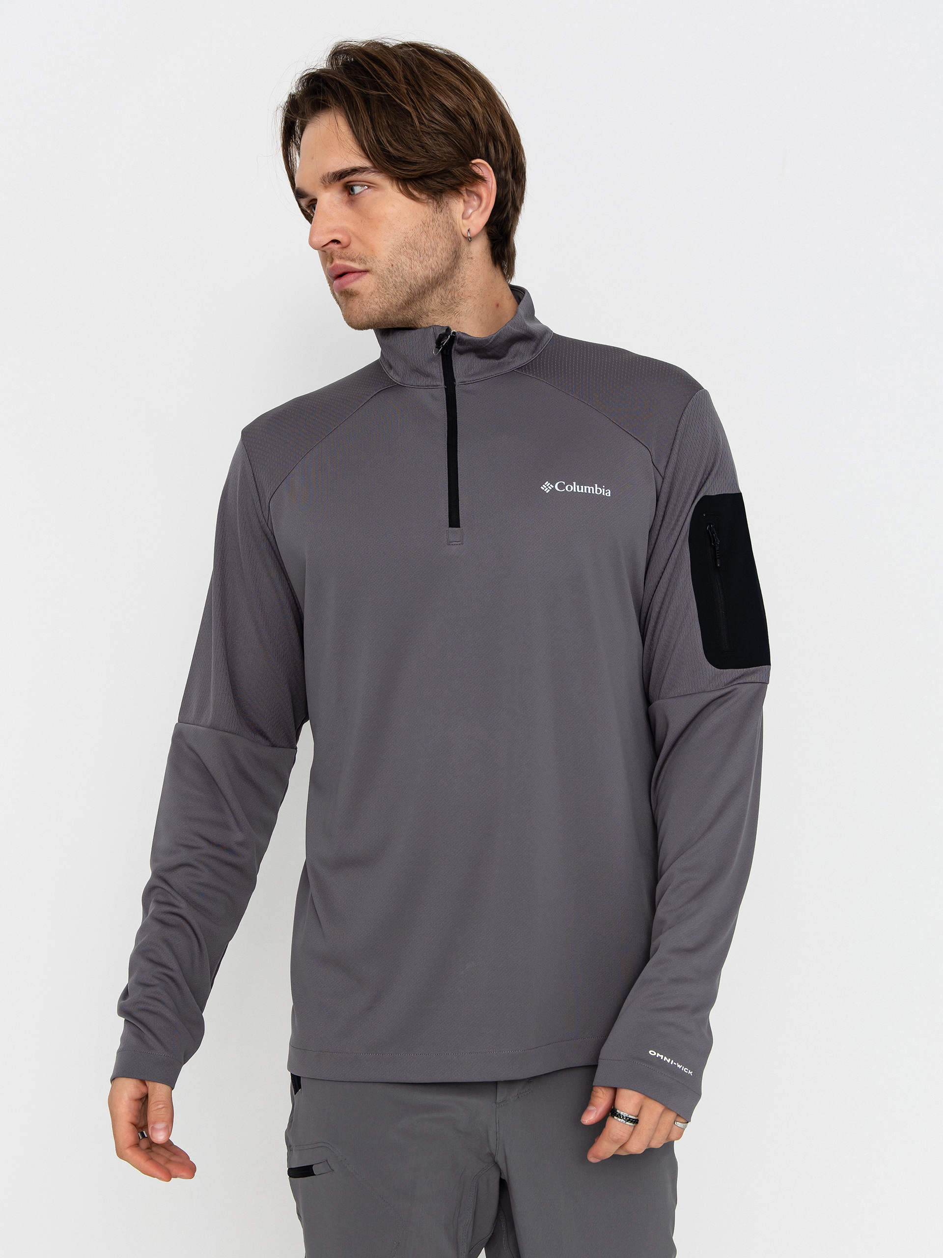 Férfi Polár pulóver Columbia Tech Knit 1/4 Zip (city grey/blac)