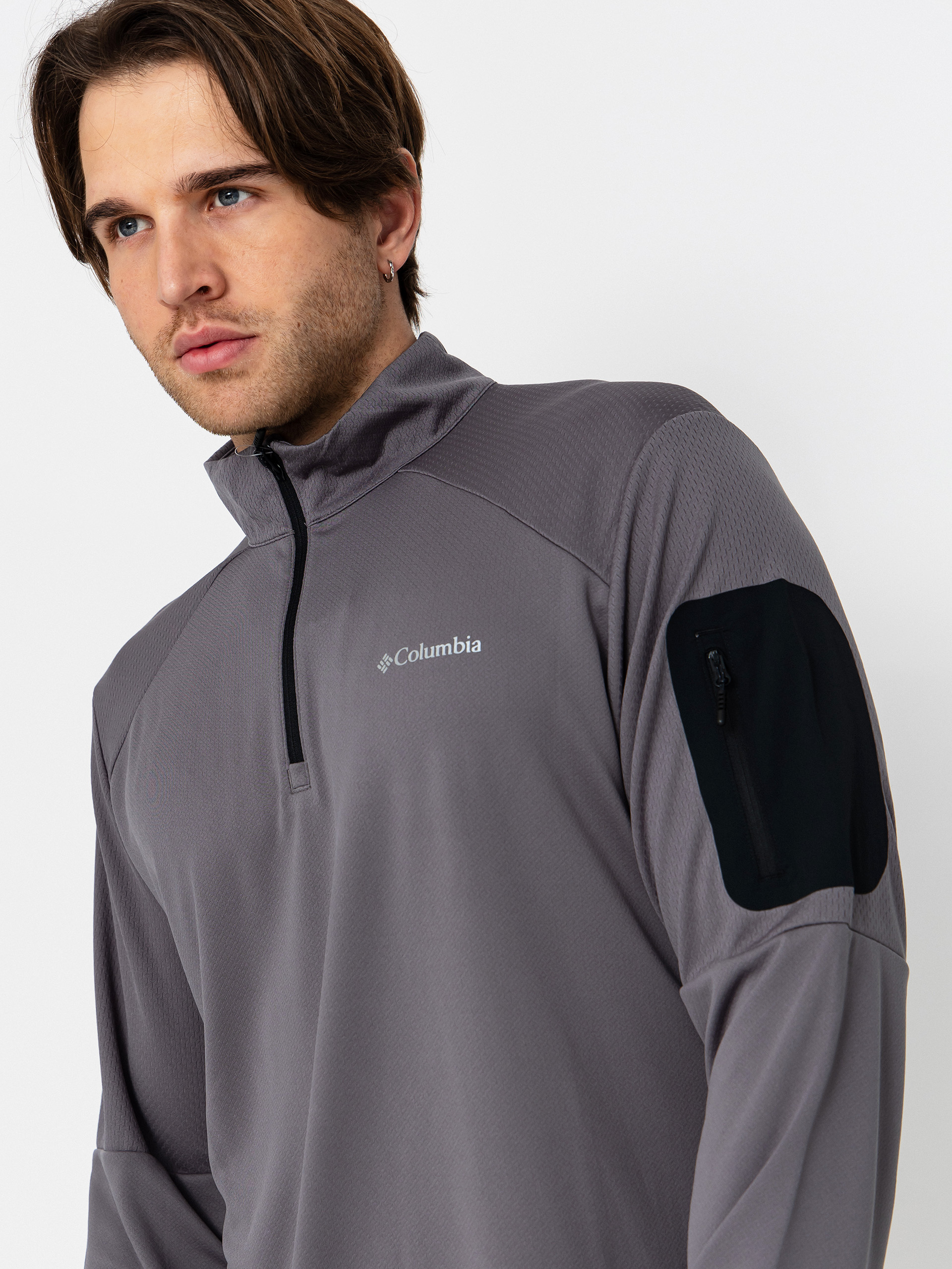 Férfi Polár pulóver Columbia Tech Knit 1/4 Zip (city grey/blac)